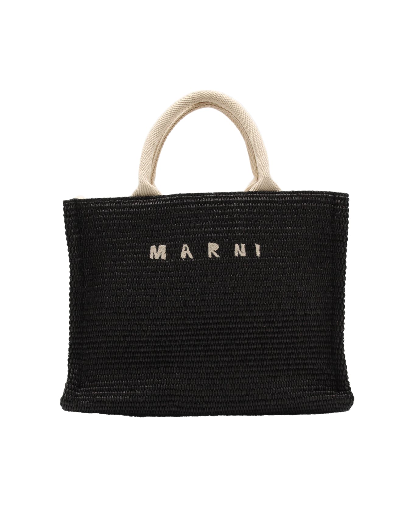 Marni Black Cotton Calf Leather Blend Small Tropicalia Tote Bag トートバッグ
