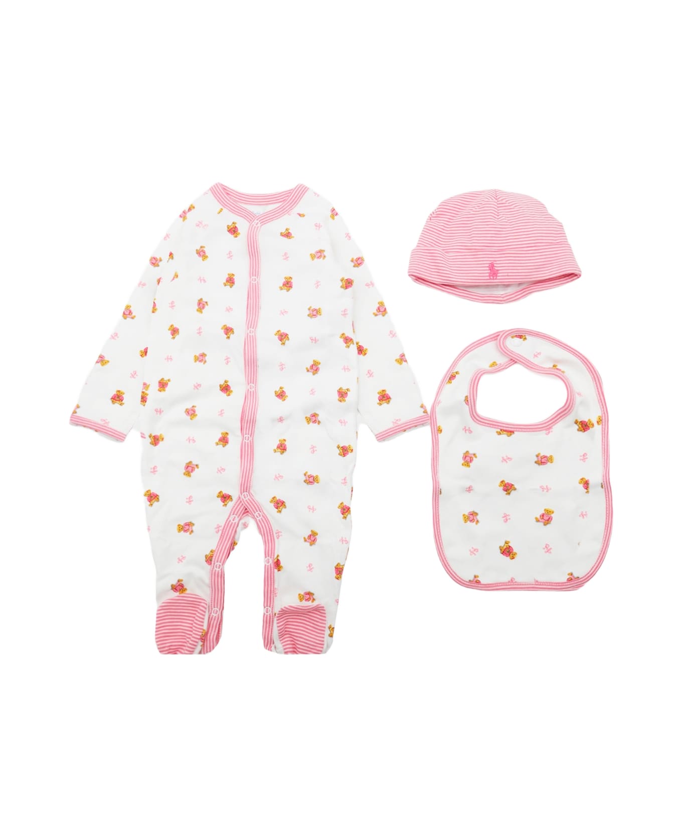 Polo Ralph Lauren White And Pink Cotton Jumpsuits - White