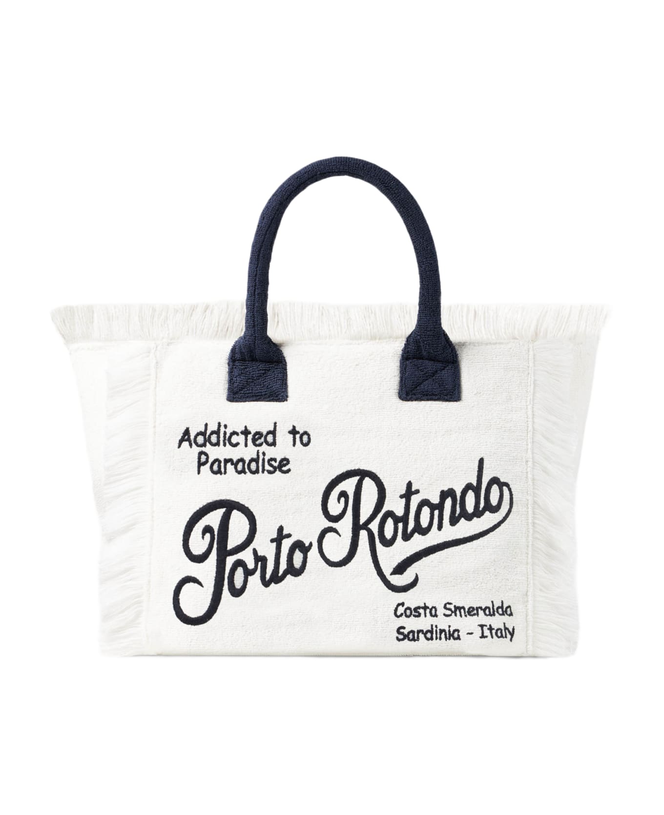 MC2 Saint Barth Vanity Terry Shoulder Bag With Porto Rotondo Embroidery - WHITE