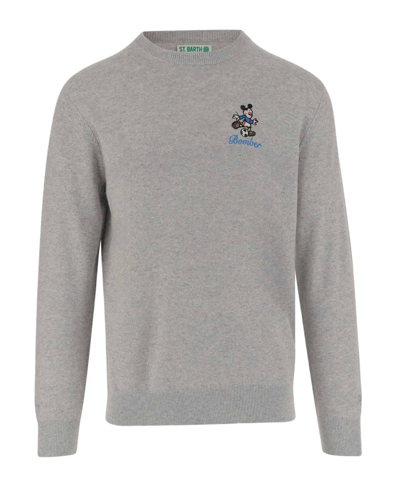 MC2 Saint Barth Wool Blend Pullover With Mickey Mouse - Grey