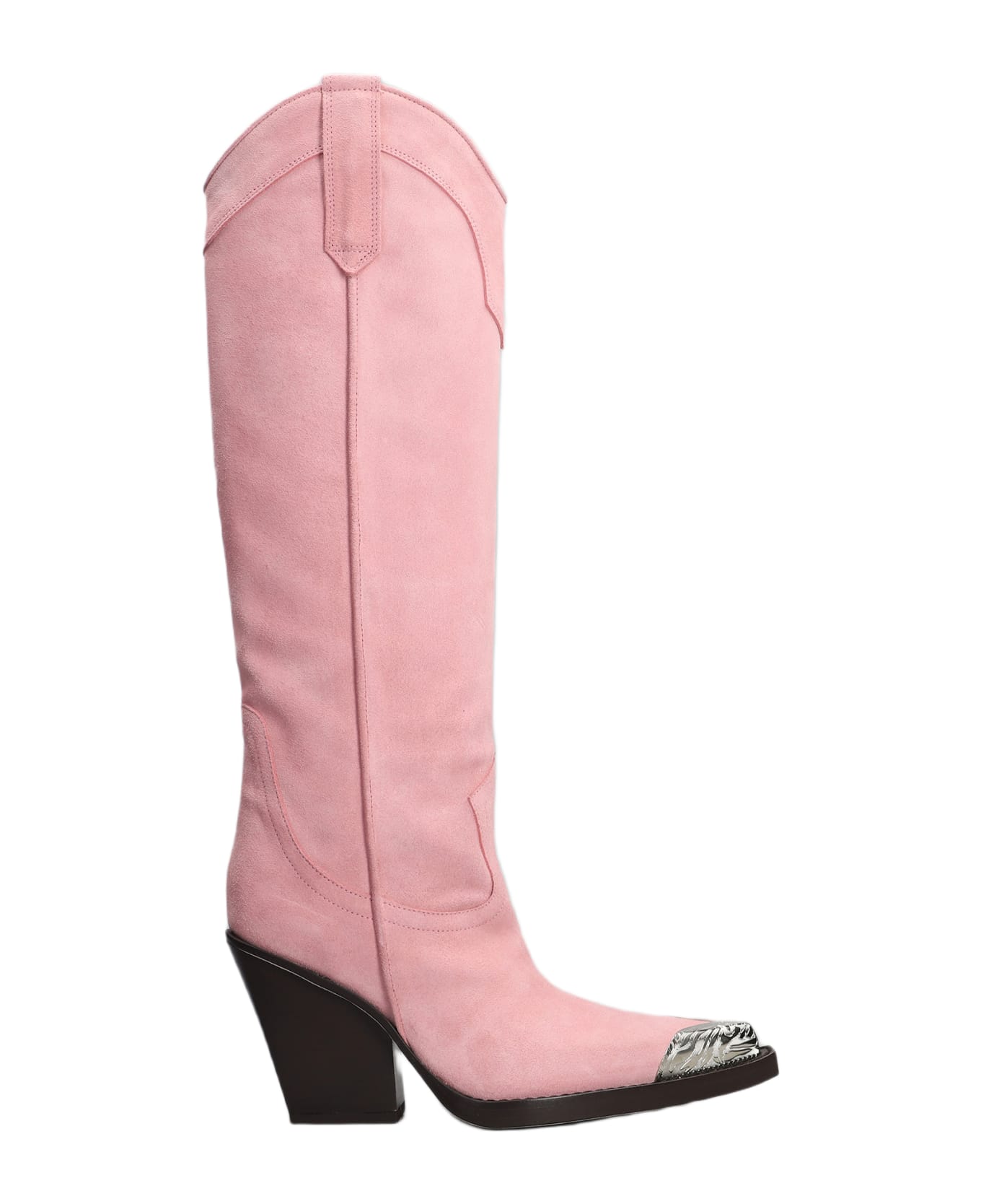 Paris Texas El Dorado Texan Boots In Rose-pink Suede - Black