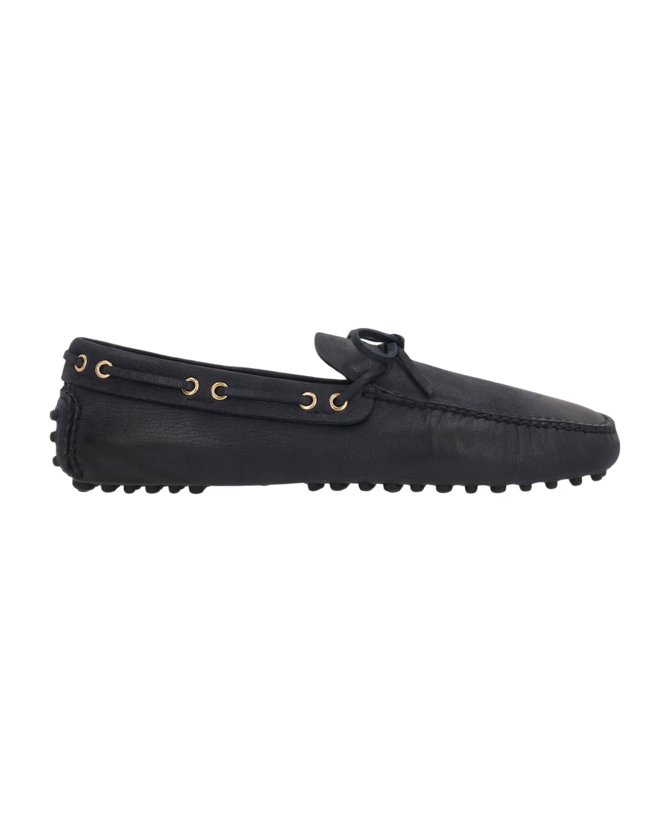 Car Shoe Grainy Leather Driving Loafers - BLUE