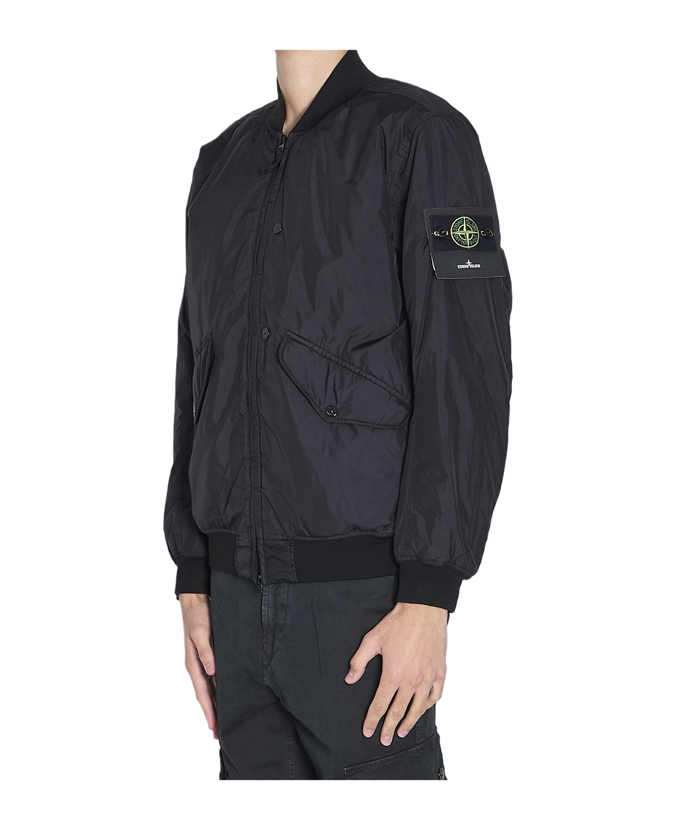 Stone Island Crinkle Reps R-ny Bomber Jacket - BLACK