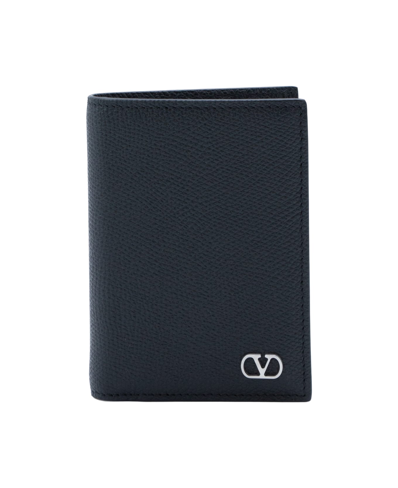 Valentino Garavani Black Leather Card Holder - Black