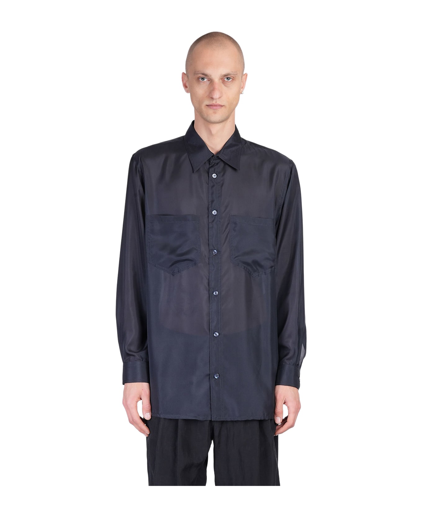 Emporio Armani Shirt In Blue Silk - blue