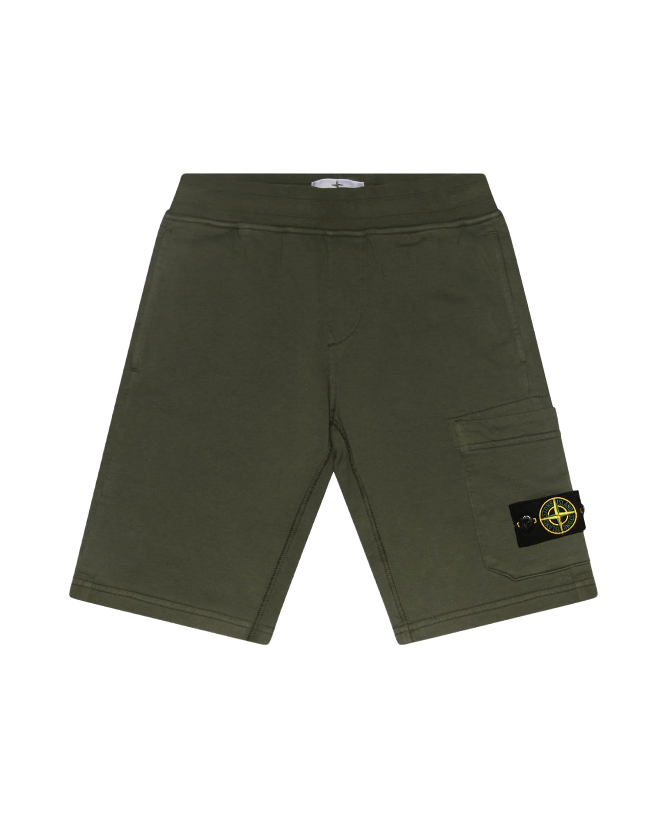 Stone Island Dark Green Cotton Shorts - MILITARY GREEN
