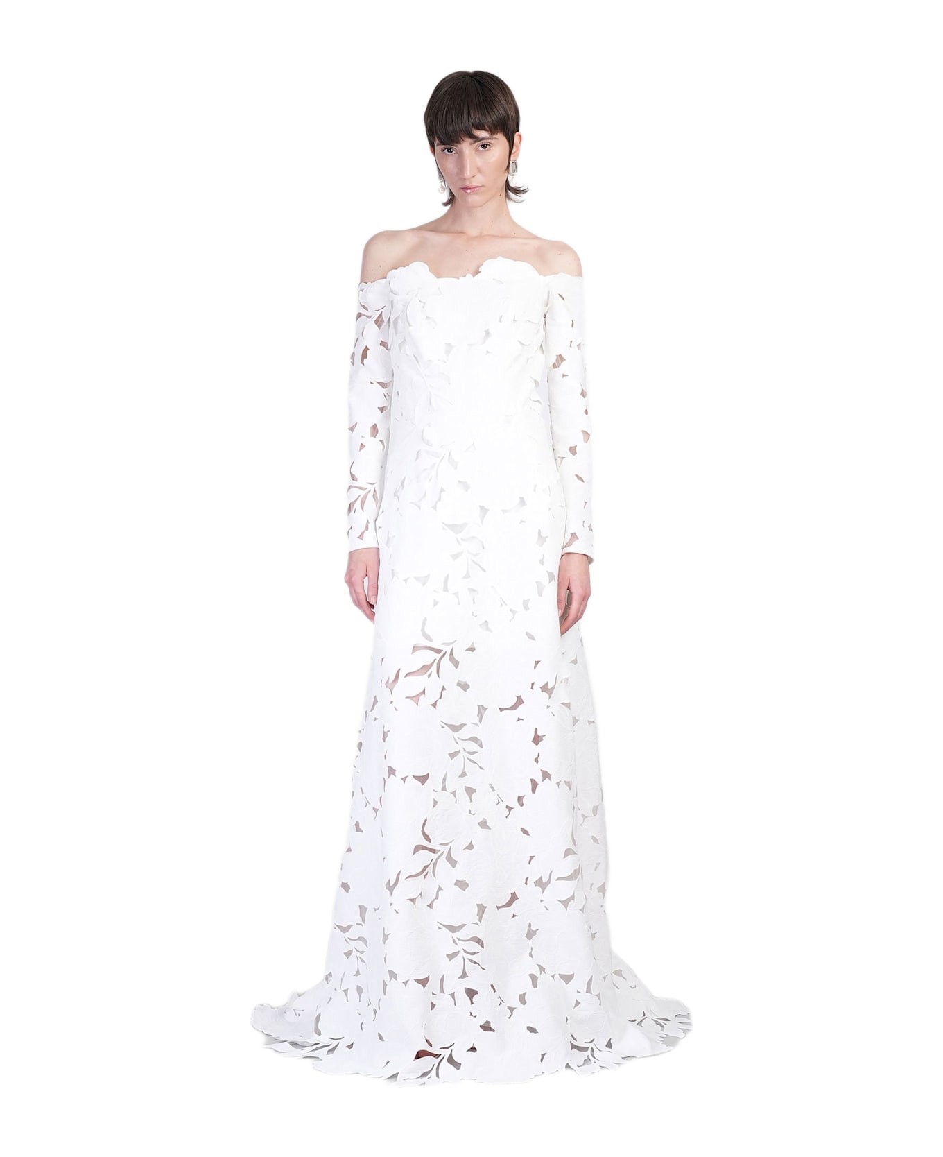 Costarellos Kasia Long Dress In White Polyester - white