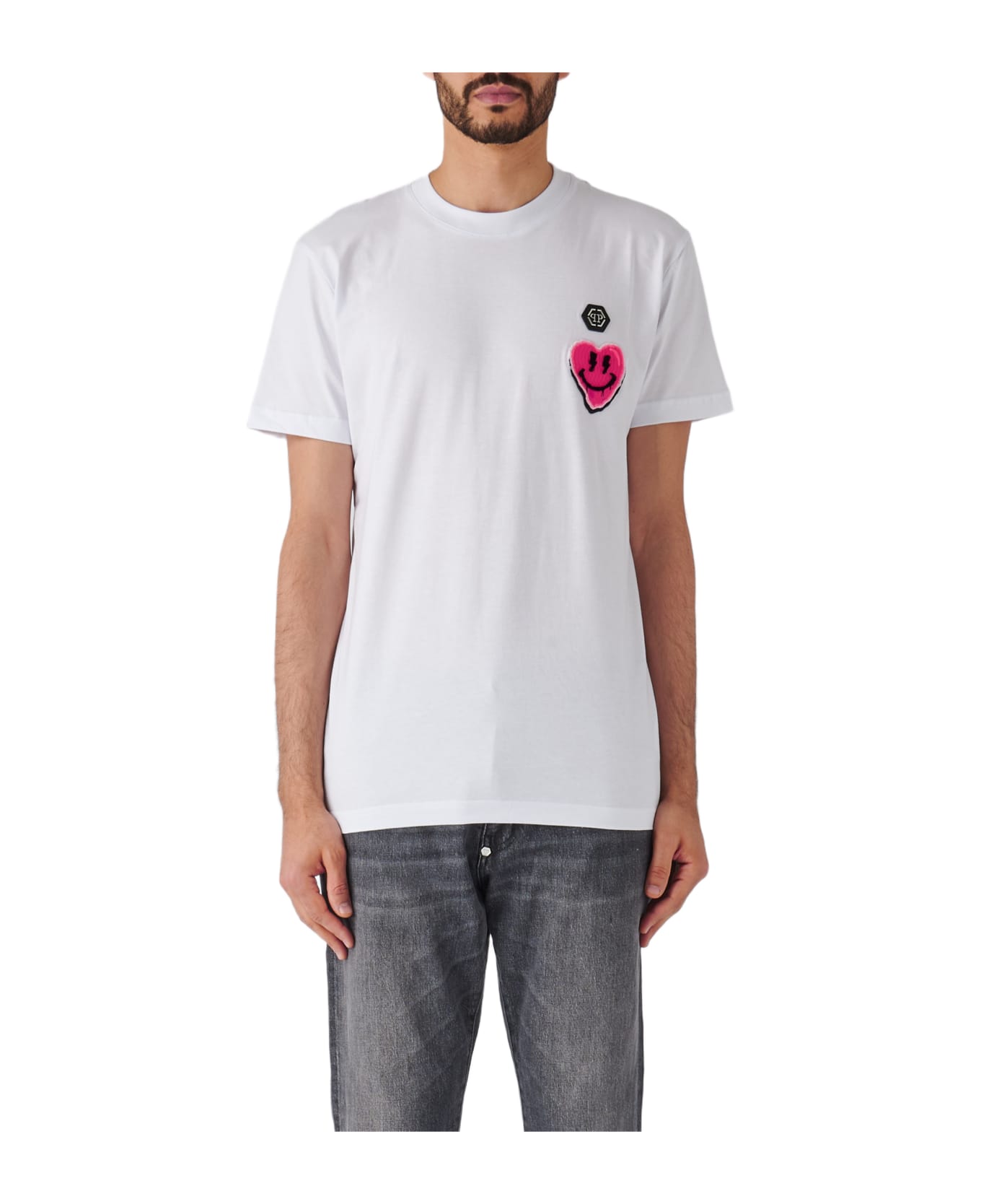 Philipp Plein T-shirt Round Neck Ss Smile T-shirt - BIANCO