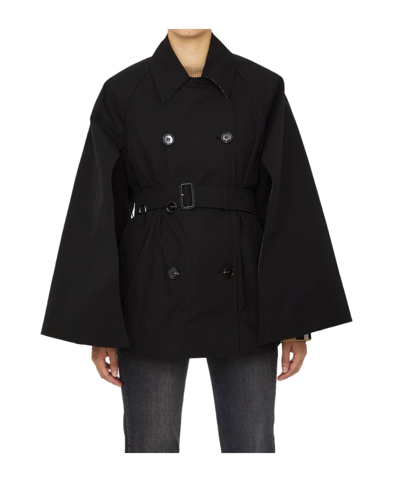 Burberry Tropical Gabardine Trench Jacket - BLACK