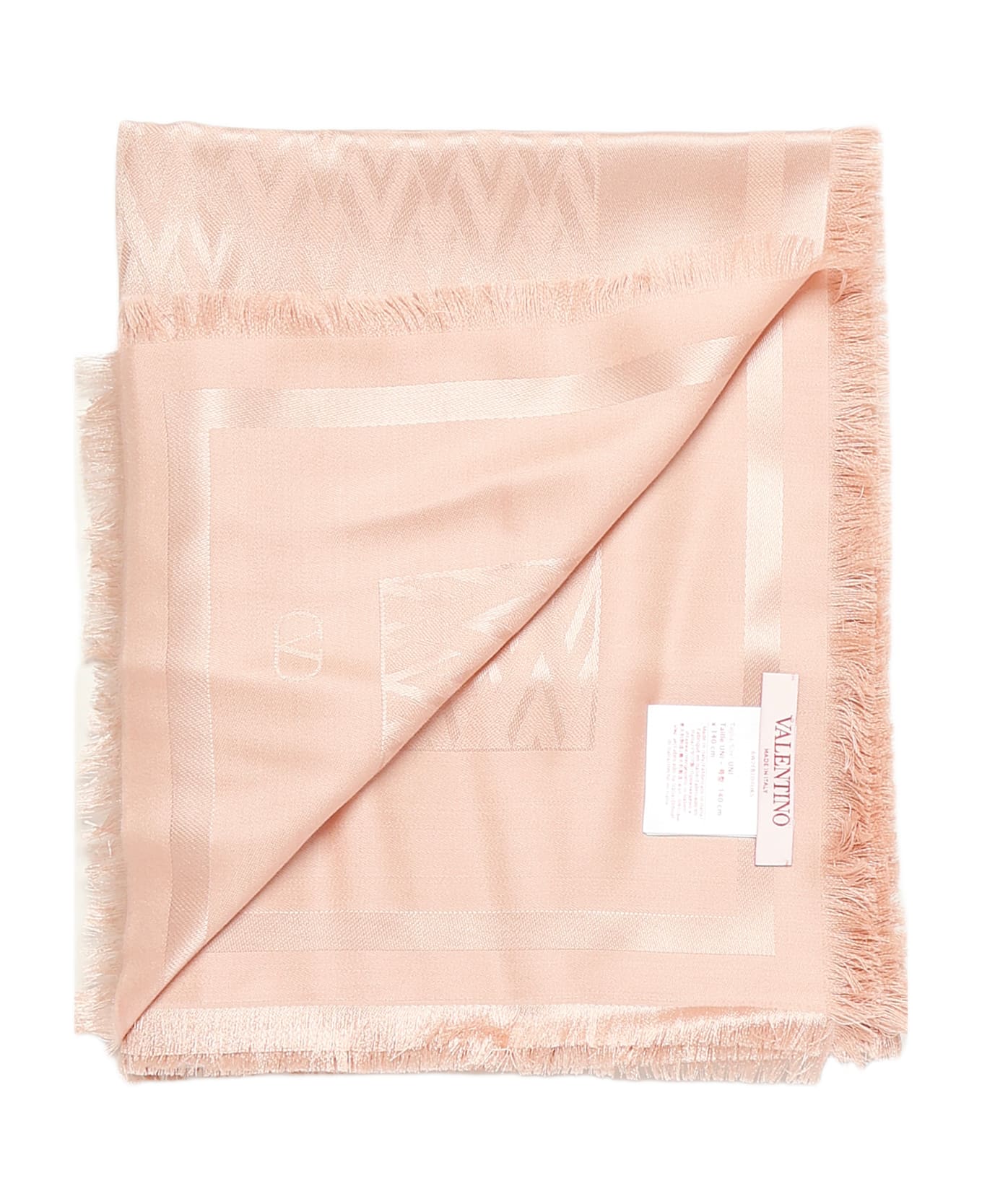 Valentino Garavani Toute La V Shawl In Silk And Wool - Pink