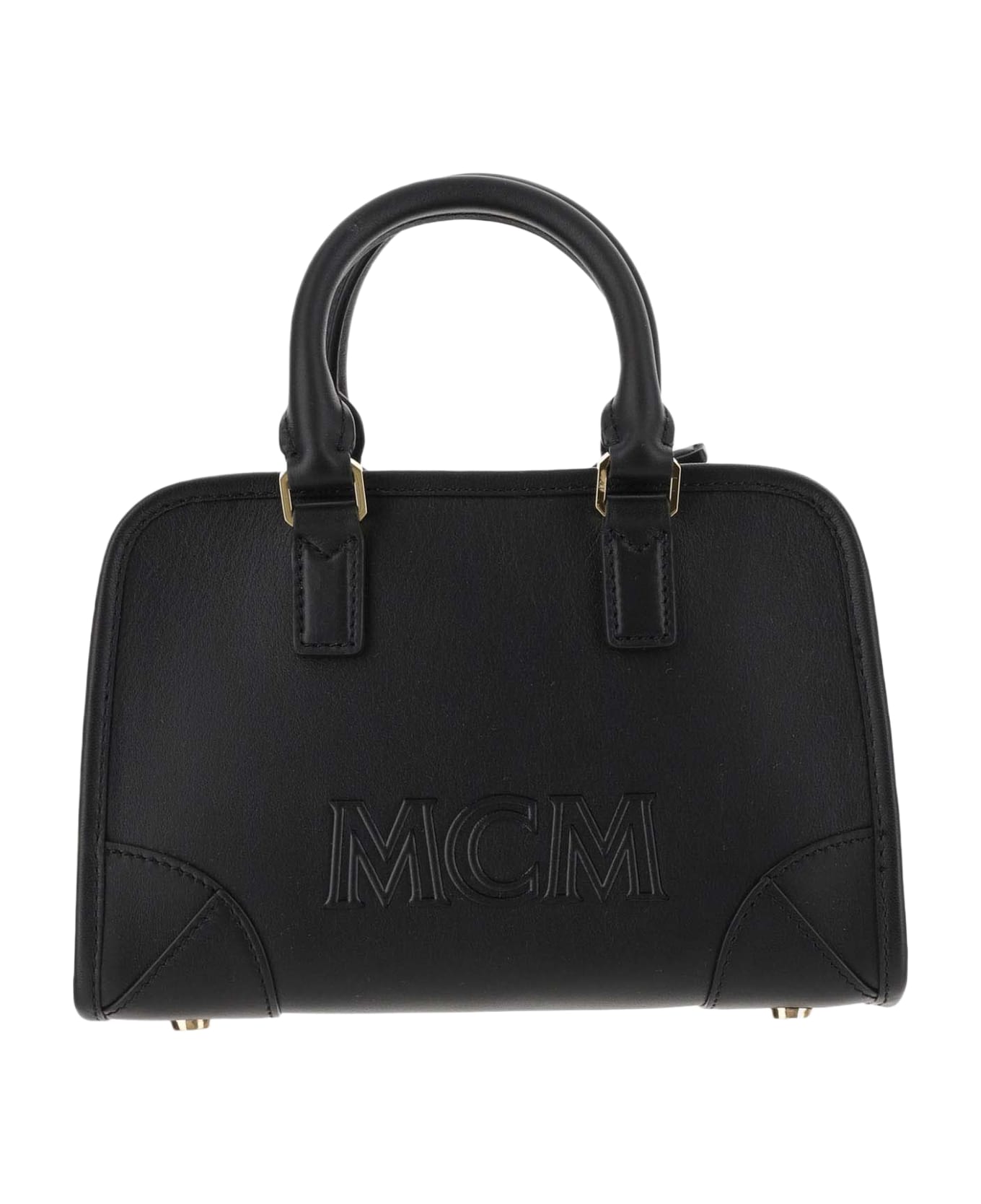 MCM Leather Boston Bag - Black