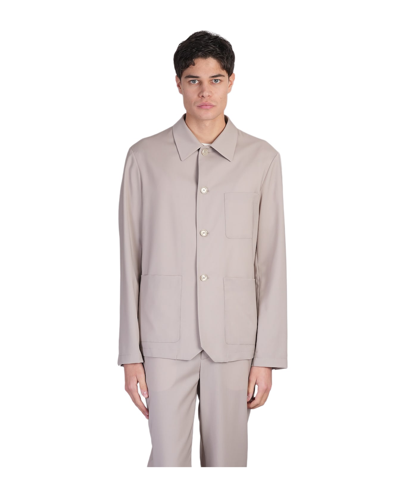 Barena Visal Shirt In Beige Wool - beige