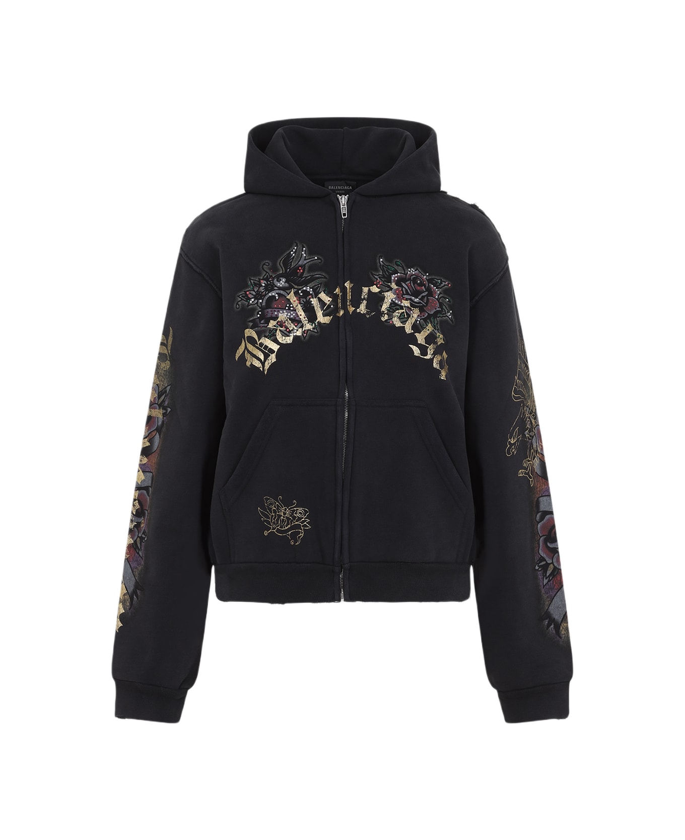 Balenciaga Small Zip Up Cardigan - Faded Washed Black