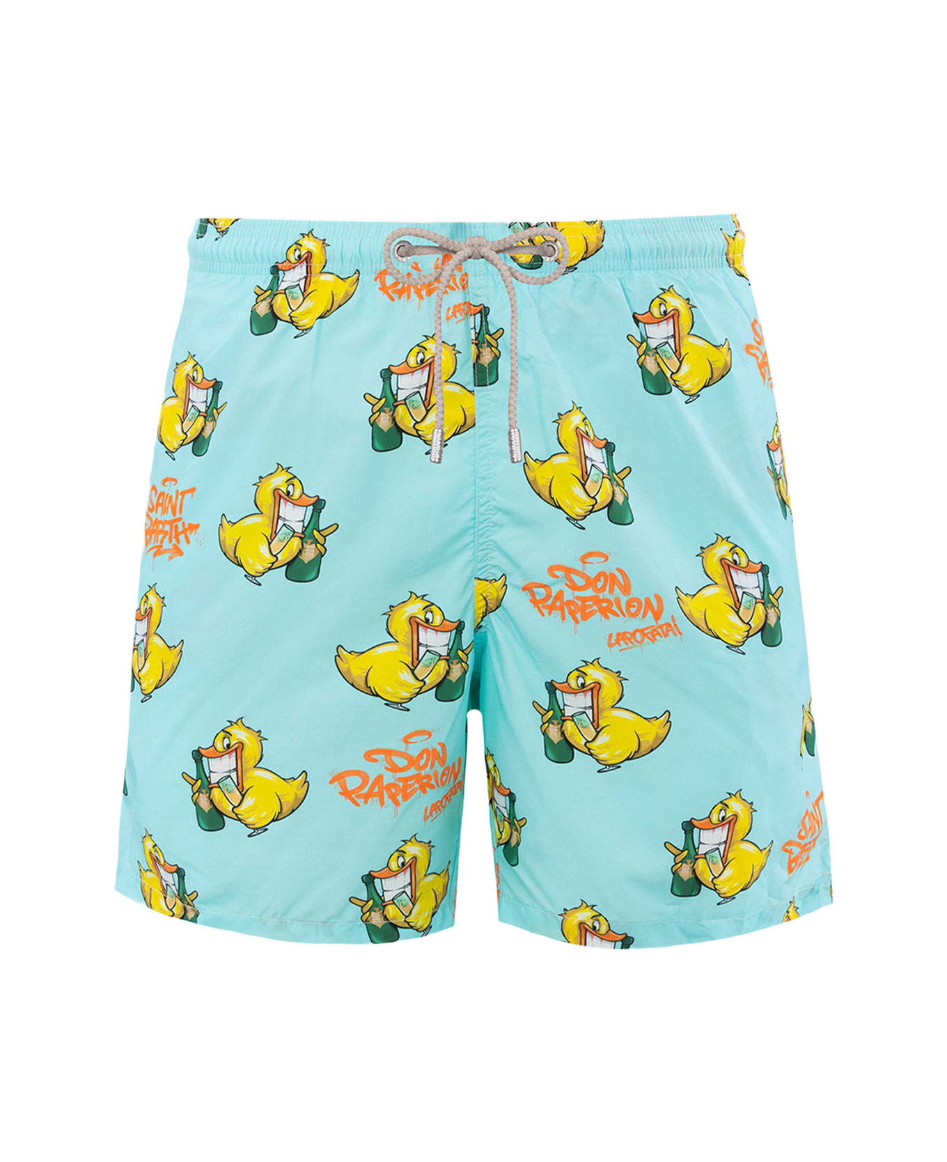 MC2 Saint Barth Man Lightweight Fabric Swim-shorts Lighting With Cryptopuppets Print | Cryptopuppets Special Edition - GREEN