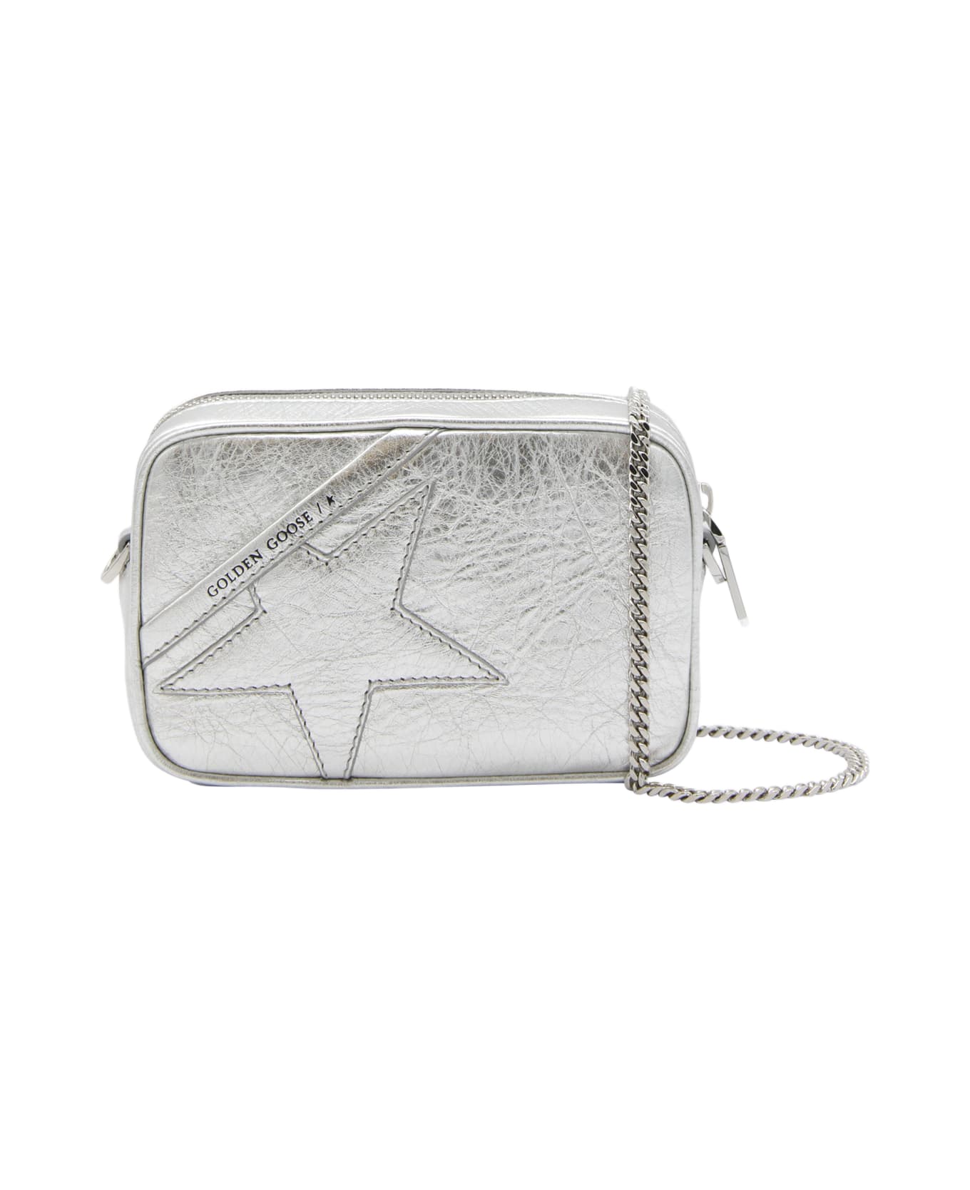 Golden Goose Silver Leather Mini Star Crossbody Bag - Silver