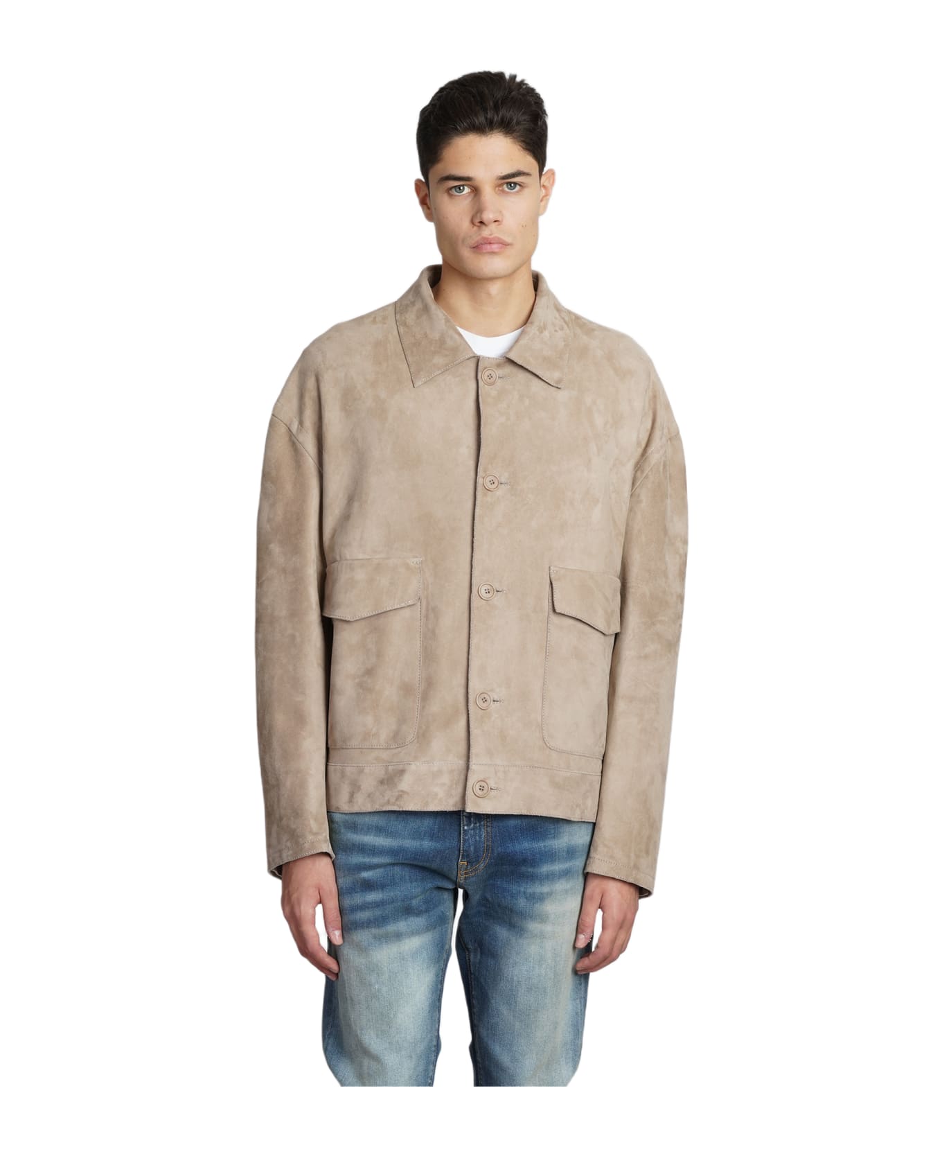 Salvatore Santoro Casual Jacket In Beige Suede - beige