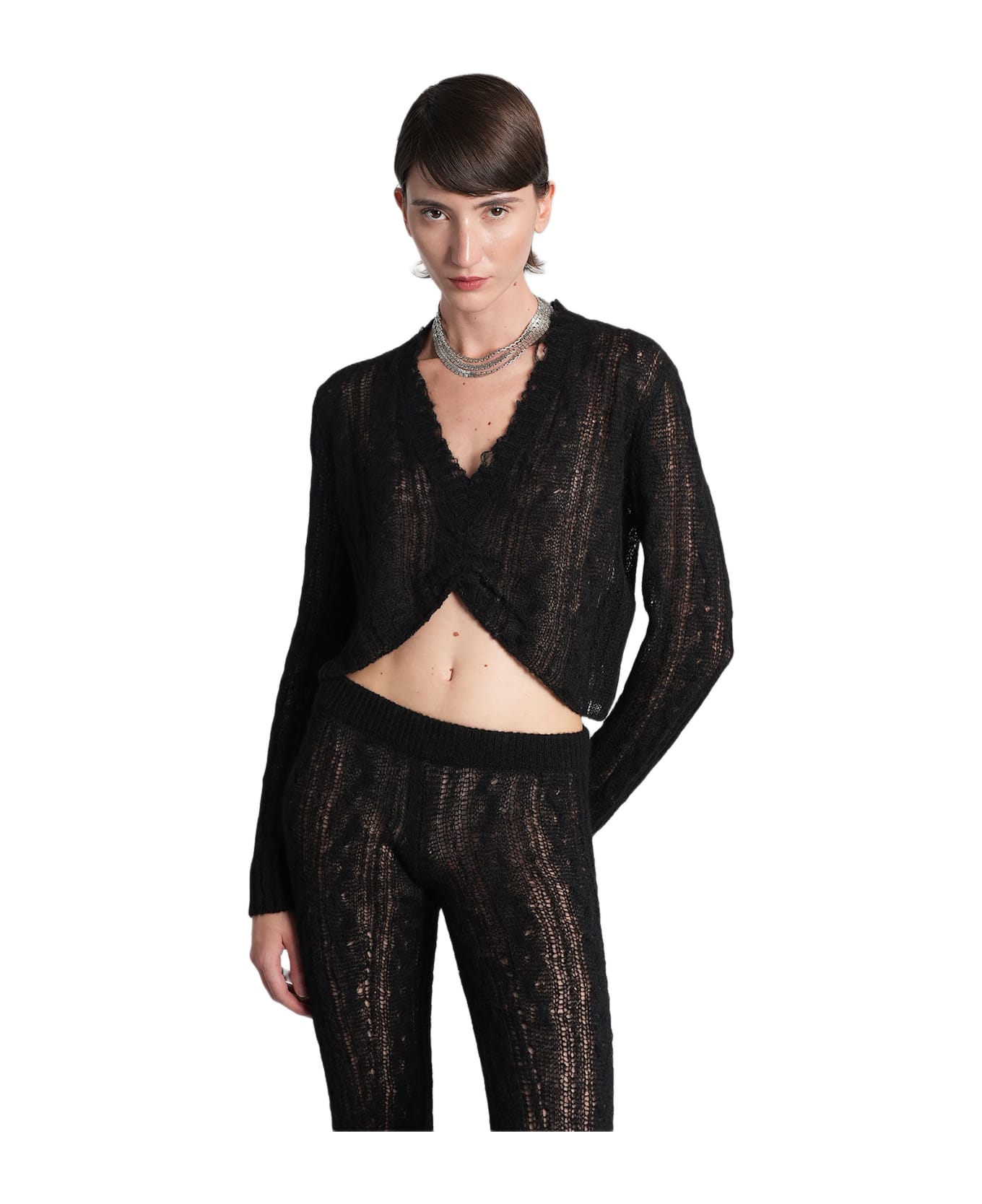 Alanui Cardigan In Black Wool - black