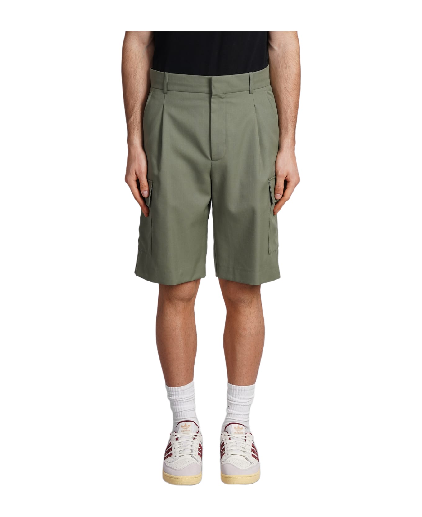 Drôle de Monsieur Shorts In Khaki Wool - Kaki