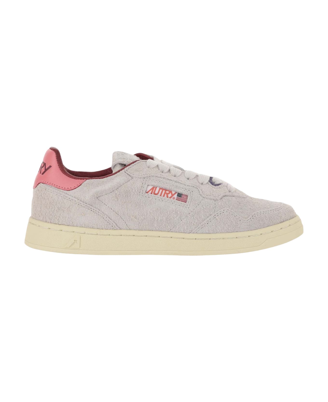 Autry Medalist Low Sneakers In Suede Hair Sand Effect - White