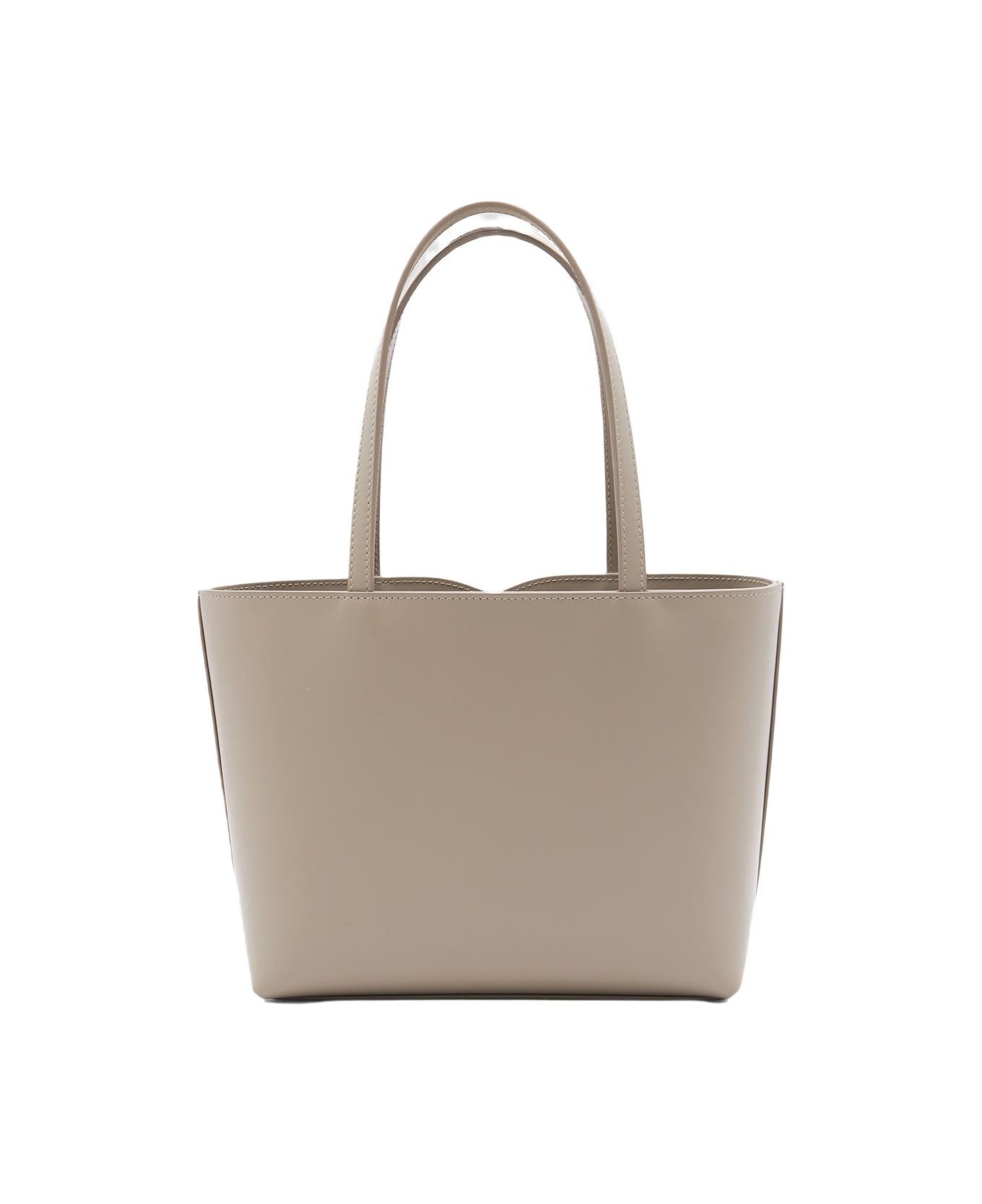 Dolce & Gabbana Small Beige Leather Shopping Bag - Beige