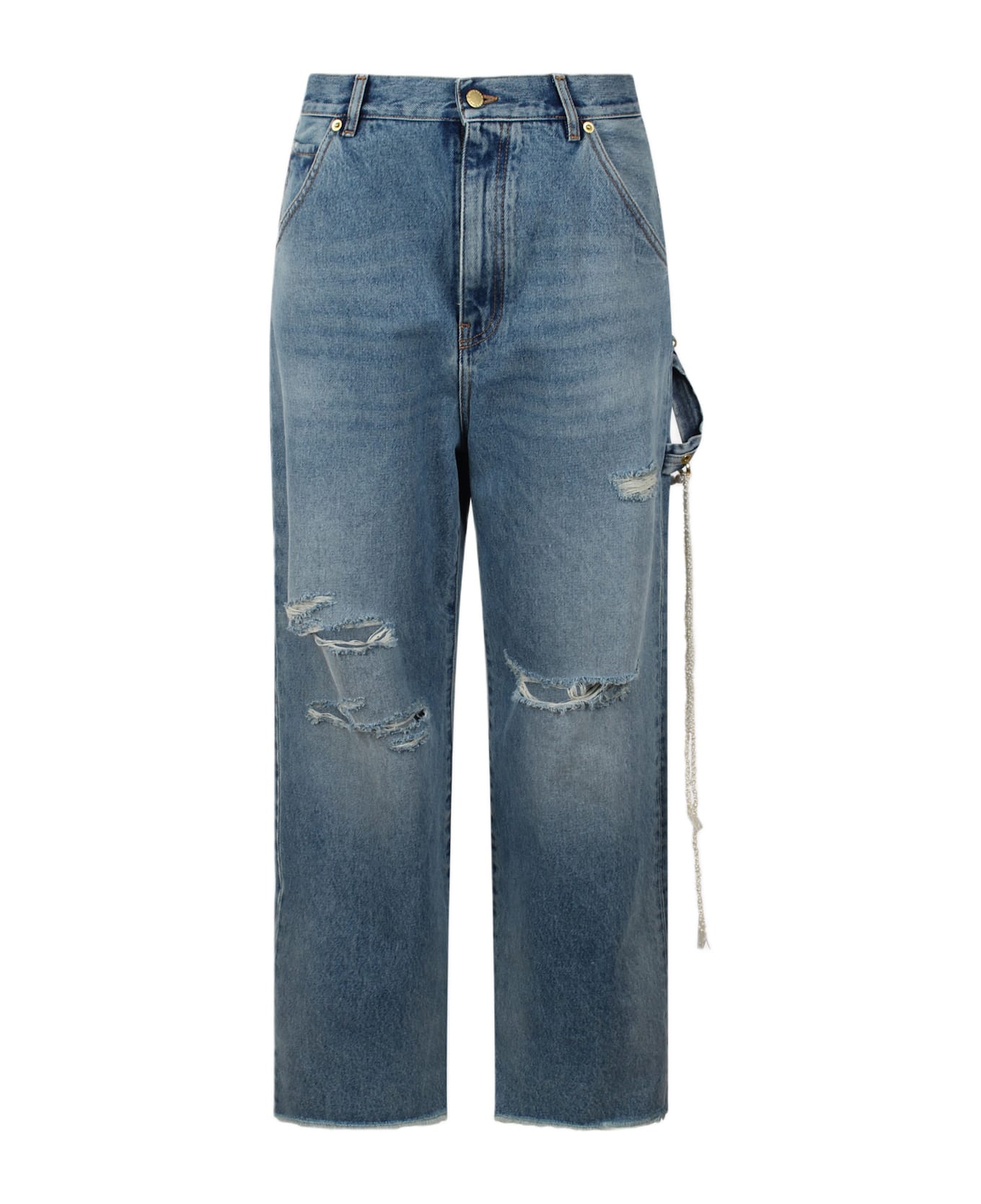 DARKPARK Chain Adorned Loose Fit Carpenter Denim Lisa Jeans - Blue