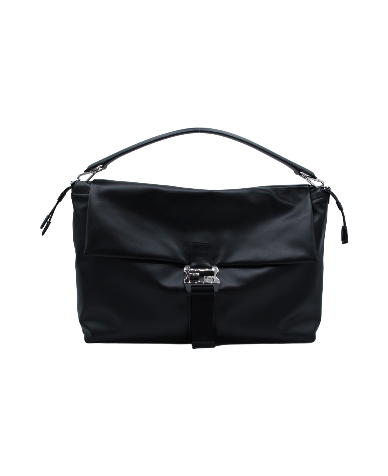 Fendi Black Leather Mamma Baguette Bag - Black