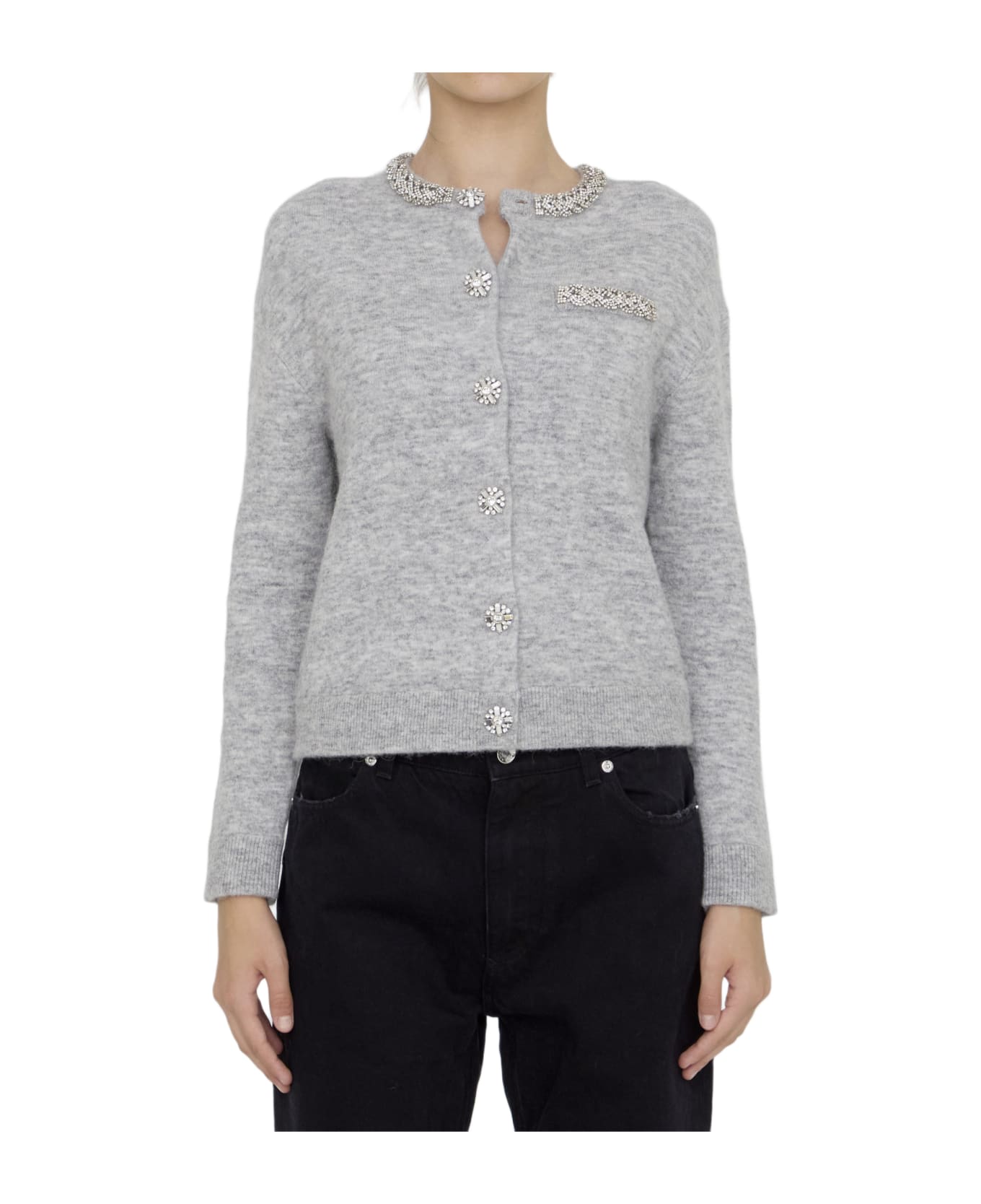 self-portrait Knit Cardigan - GREY