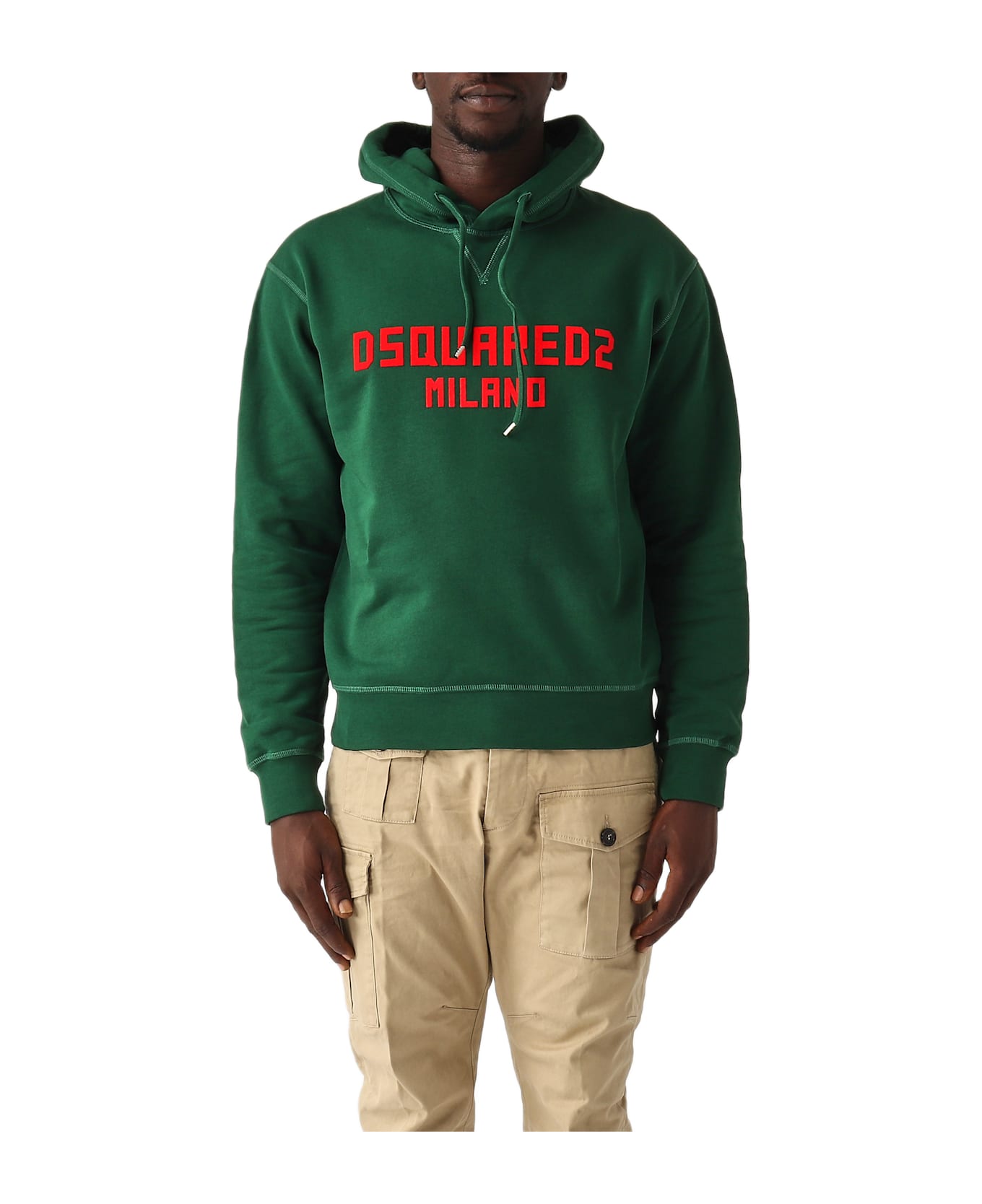 Dsquared2 Cool Fit Hoodie Sweatshirt - Green Red Print