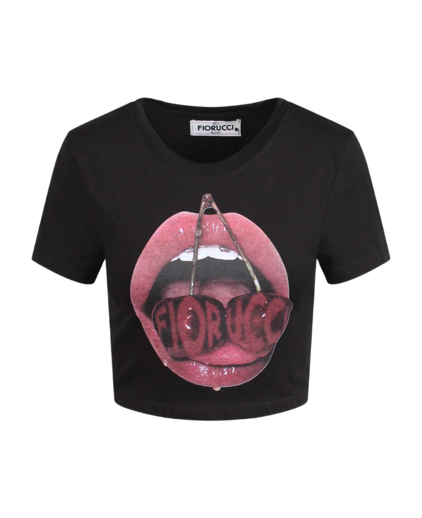 Fiorucci Cropped T-shirt With Cherry Graphics