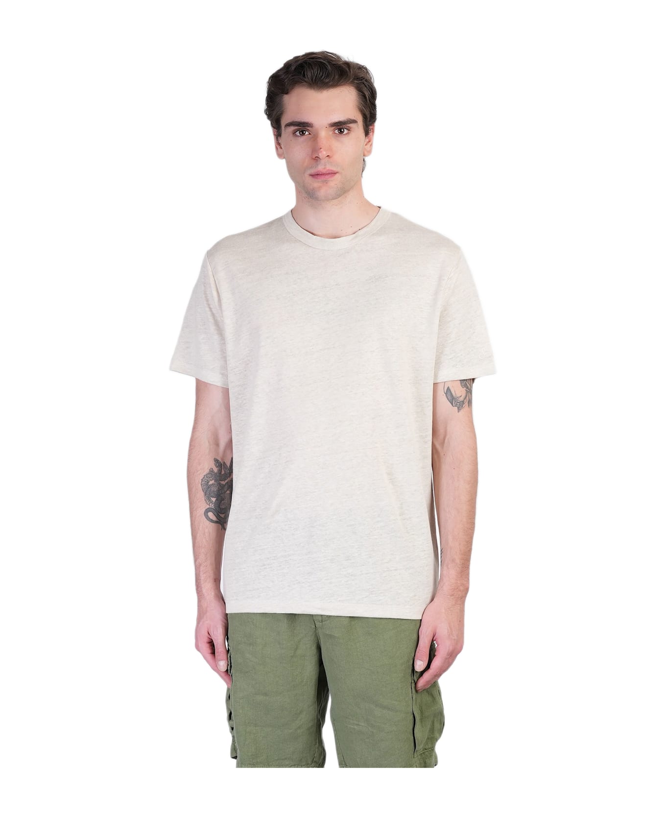 MC2 Saint Barth Ecstasea N T-shirt In Taupe Linen - taupe