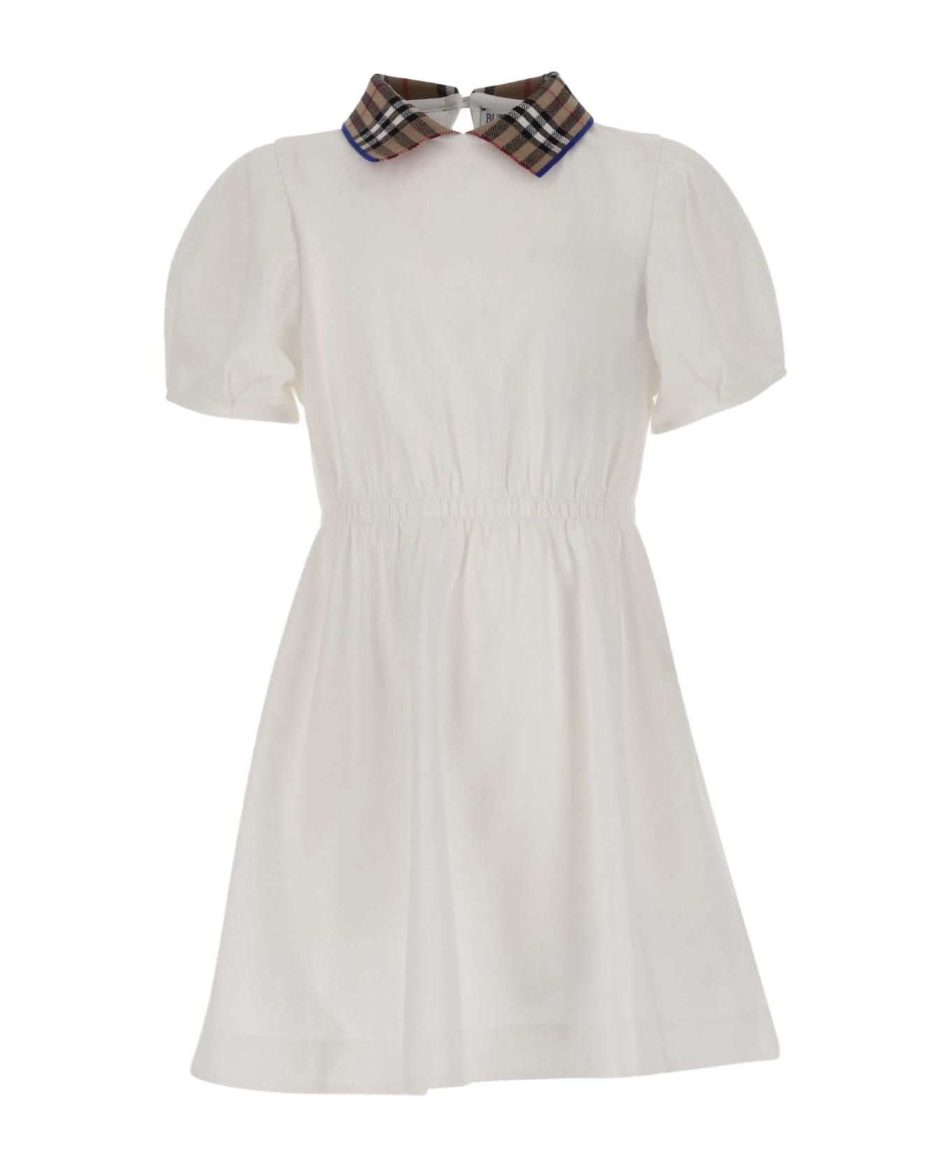 Burberry Polo Shirt Dress With Check Pattern - White ワンピース＆ドレス