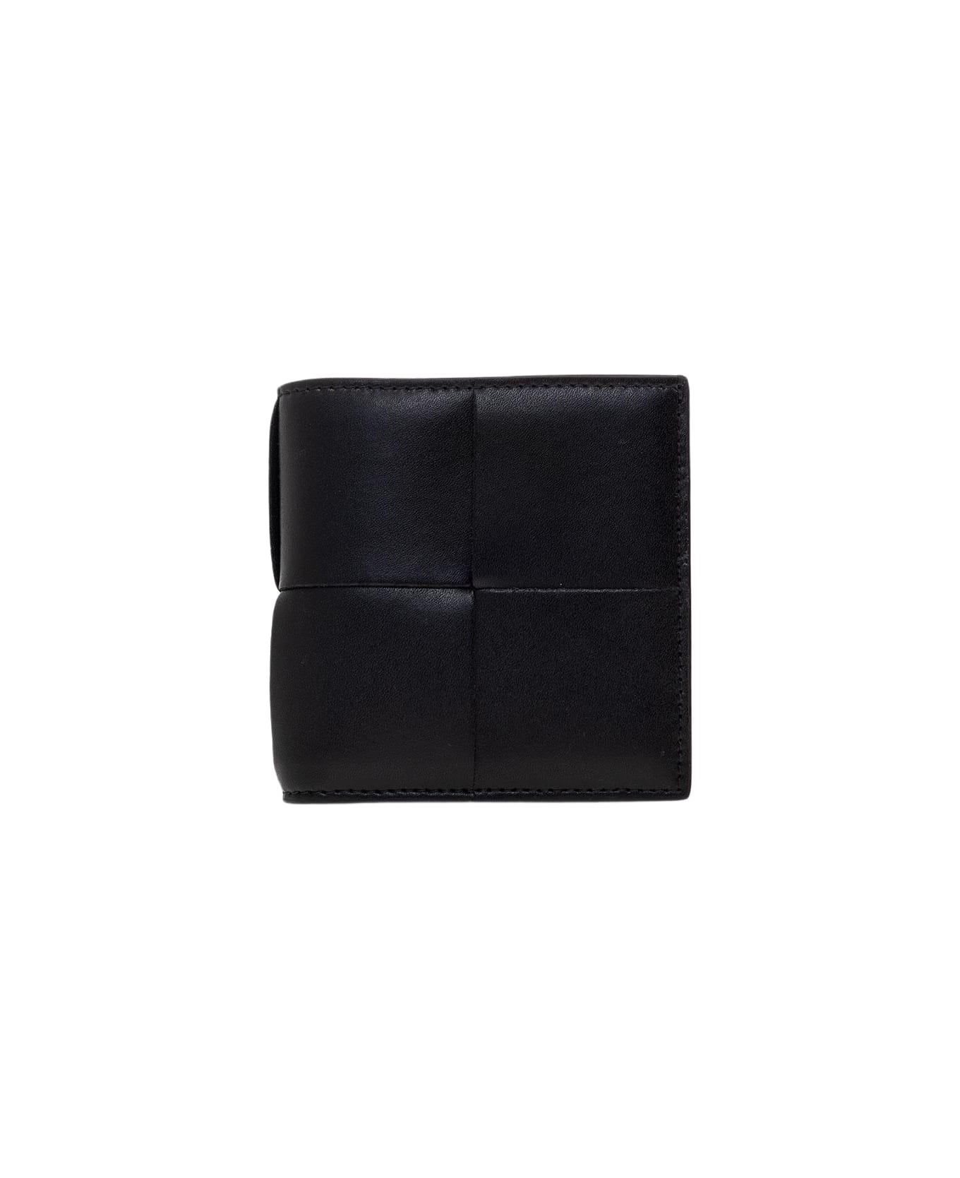 Bottega Veneta Leather Folding Wallet - Black Silver