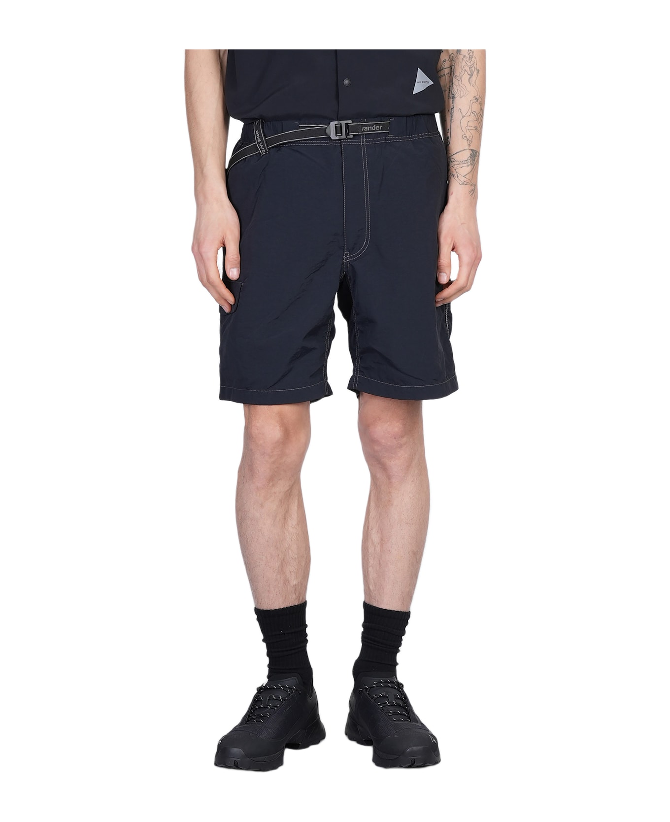 And Wander Shorts In Black Nylon - black