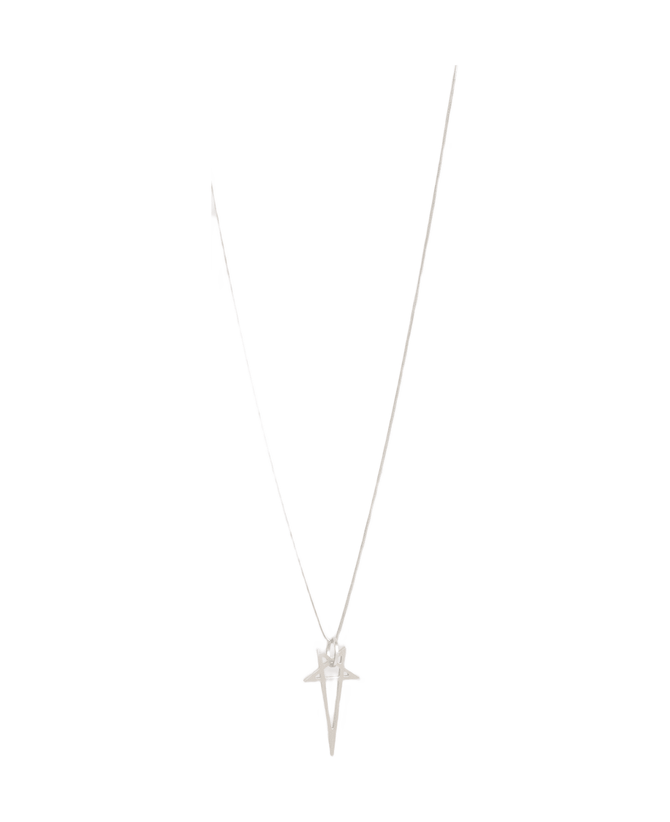 Rick Owens Pentagram Charm In Silver Brass - Palladio ネックレス