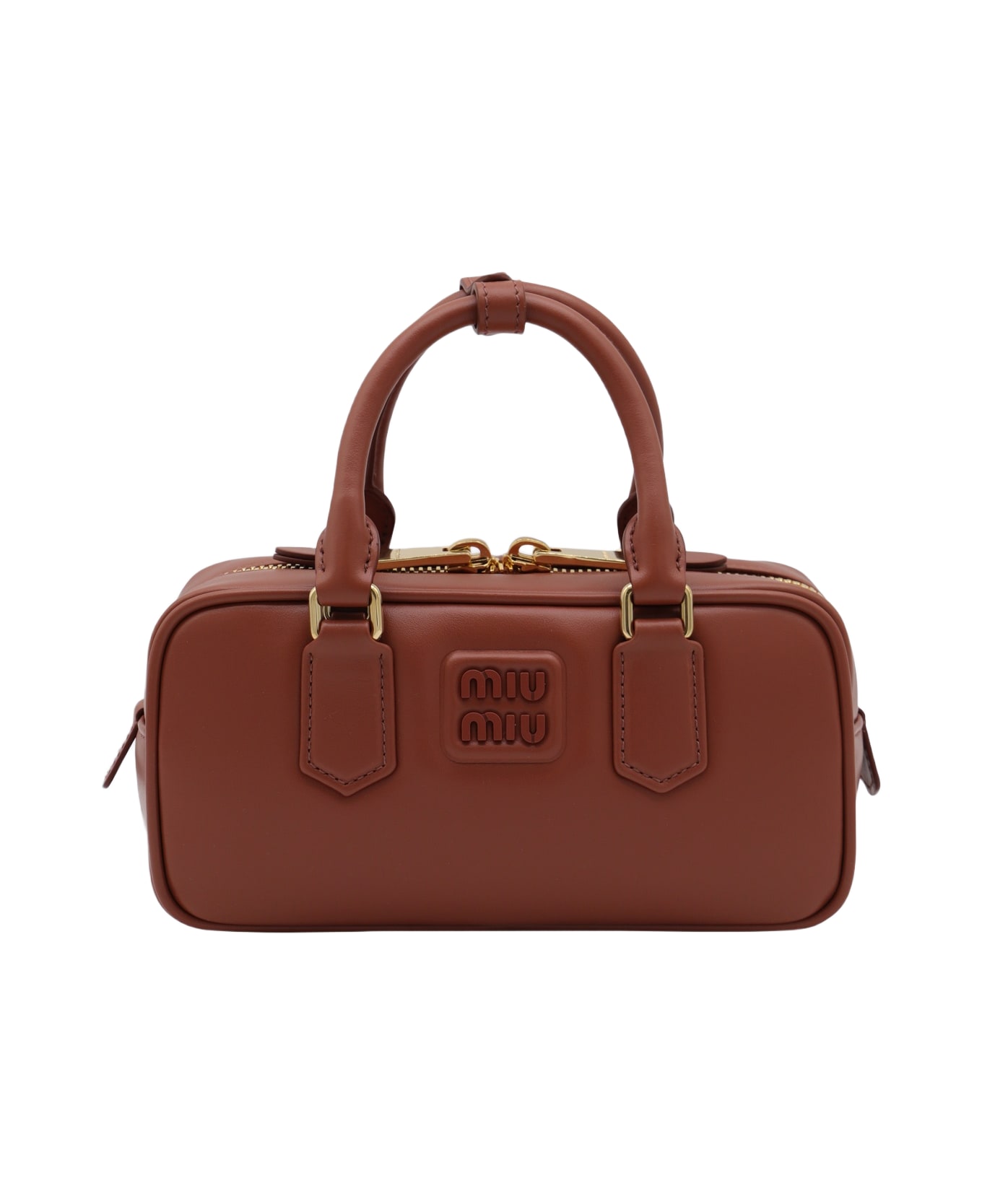 Miu Miu Brown Leather Arcadie Crossbody Bag - Ruggine