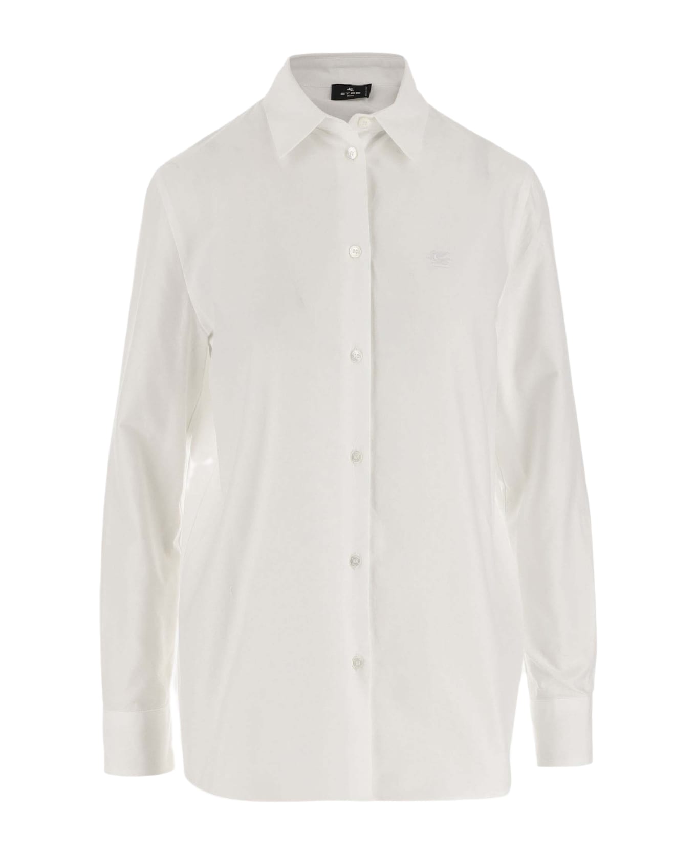 Etro Cotton Poplin Shirt With Logo - White