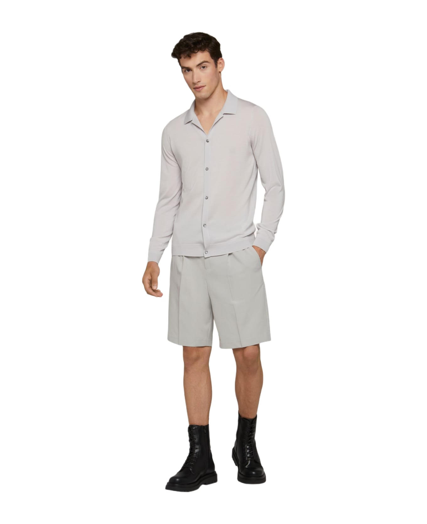 Ballantyne Basolan Wool Shirt Cardigan - Gray