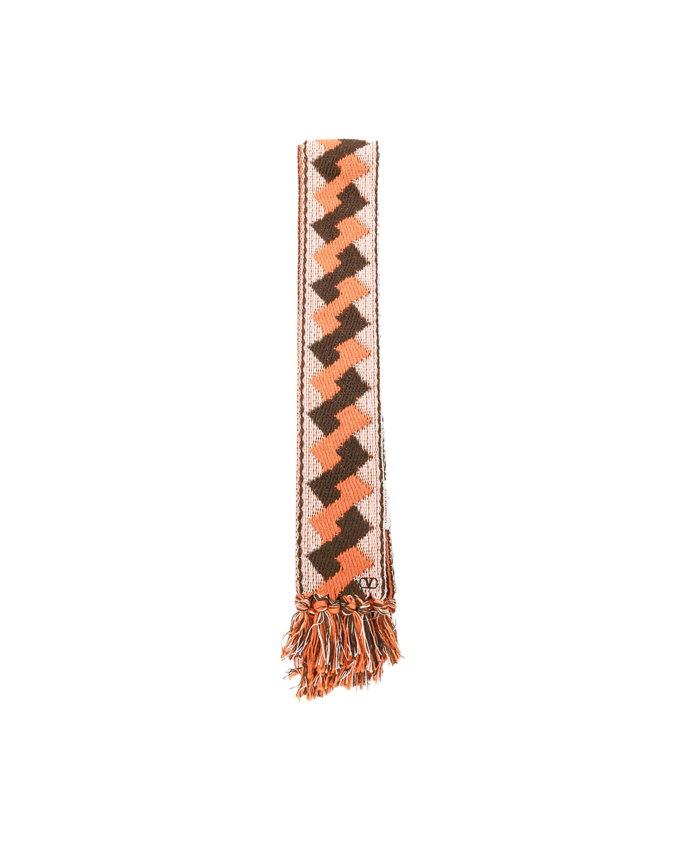 Valentino Garavani White And Brown Cotton Scarves - AVORIOMARRONEARANCIO