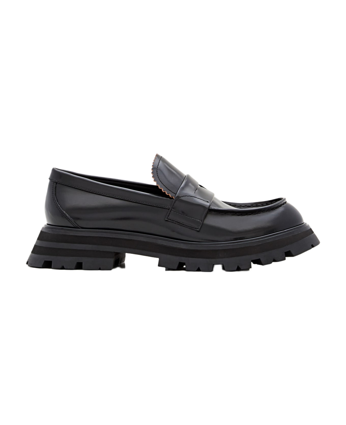 Alexander McQueen 45mm Brushed Leather Track Loafers - Black