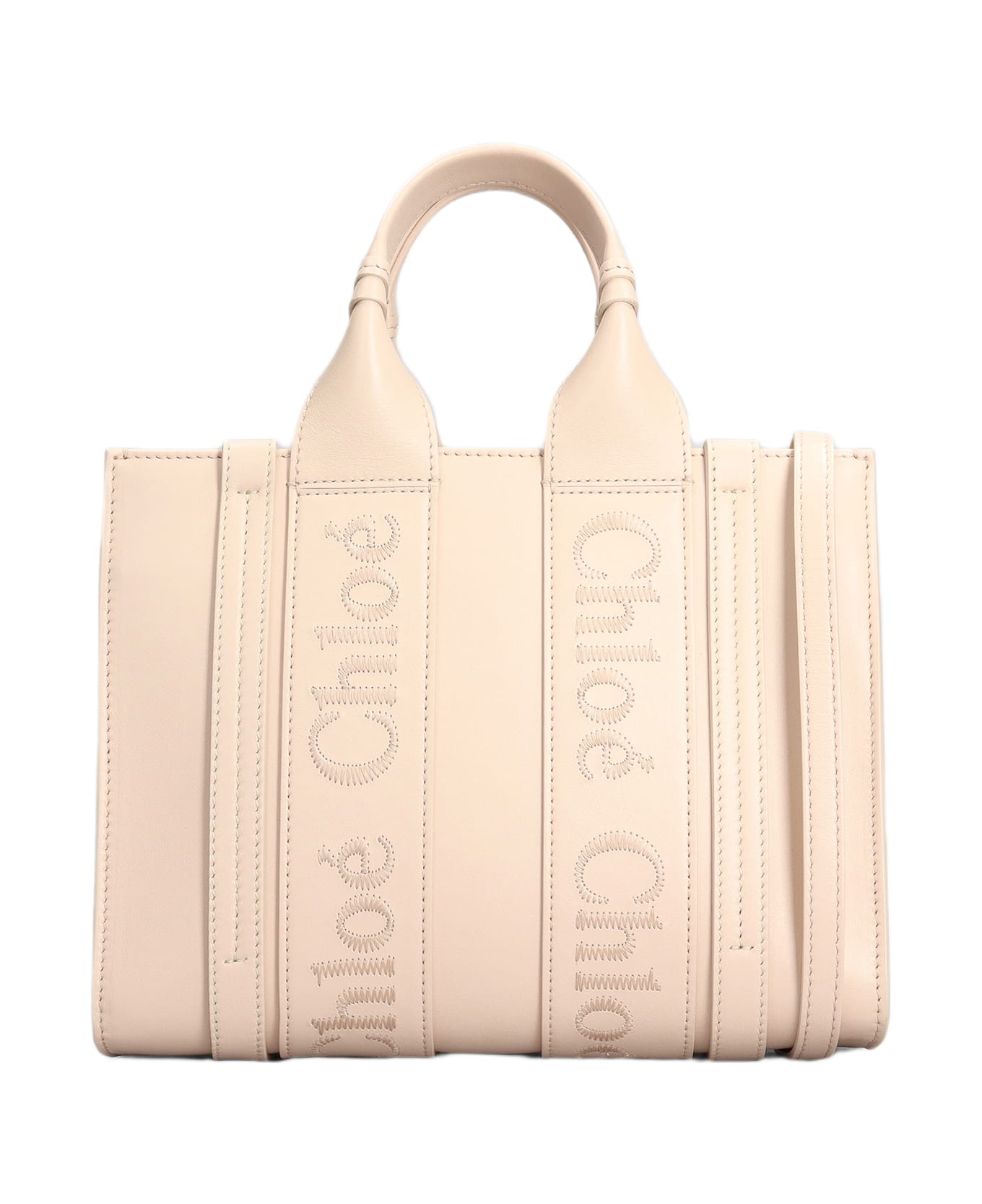 Chloé Woody Leather Shopping Bag - rose-pink