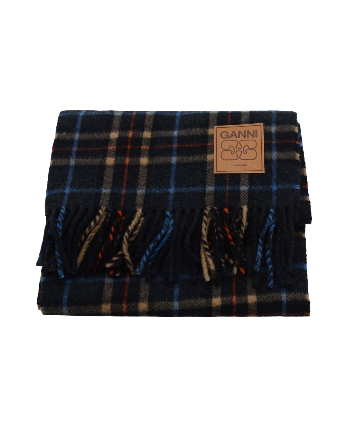 Ganni Multicolor Wool Scarf - CHARCOAL GREY
