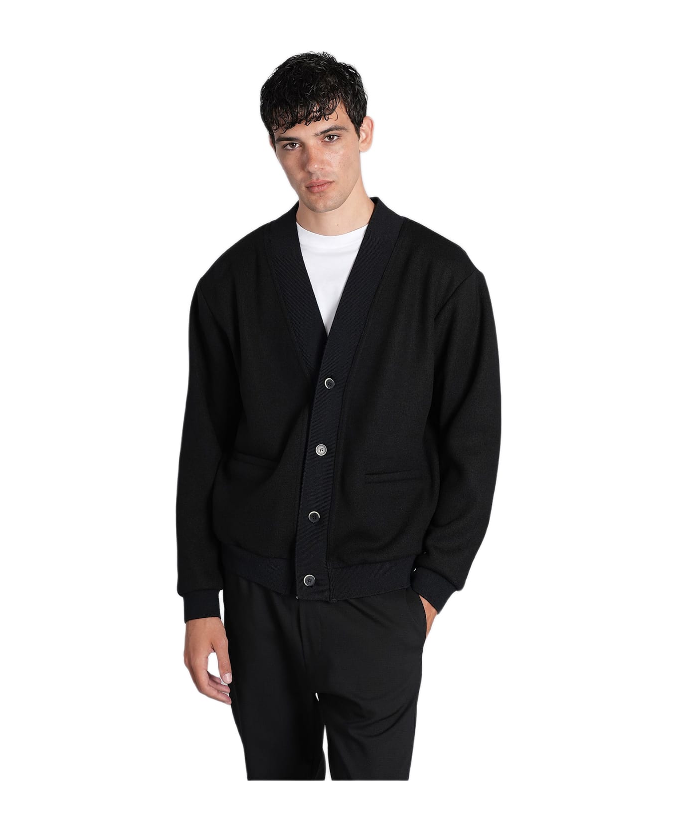 Barena Cavian Cardigan In Black Wool - black