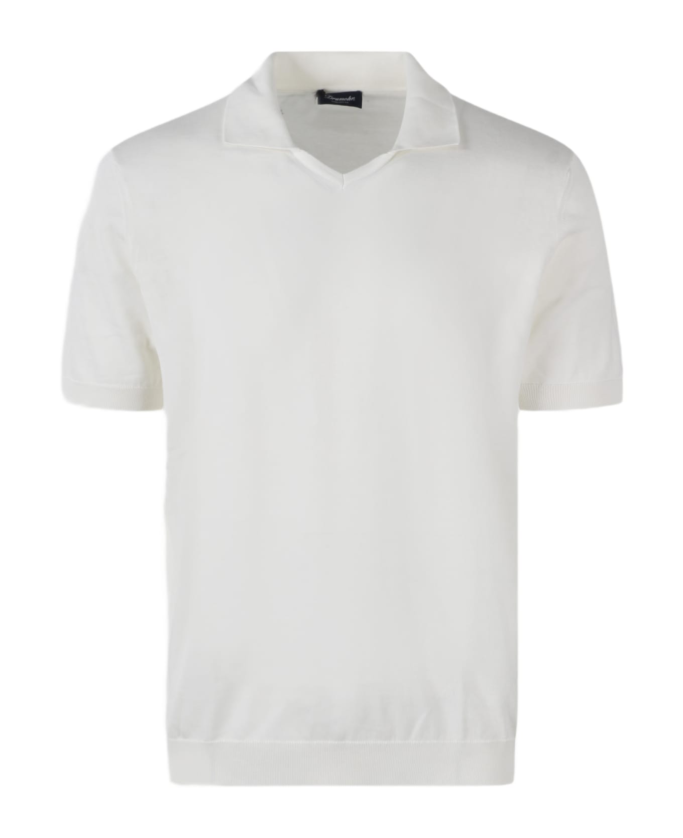 Drumohr Buttonless Cotton Polo Shirt - White