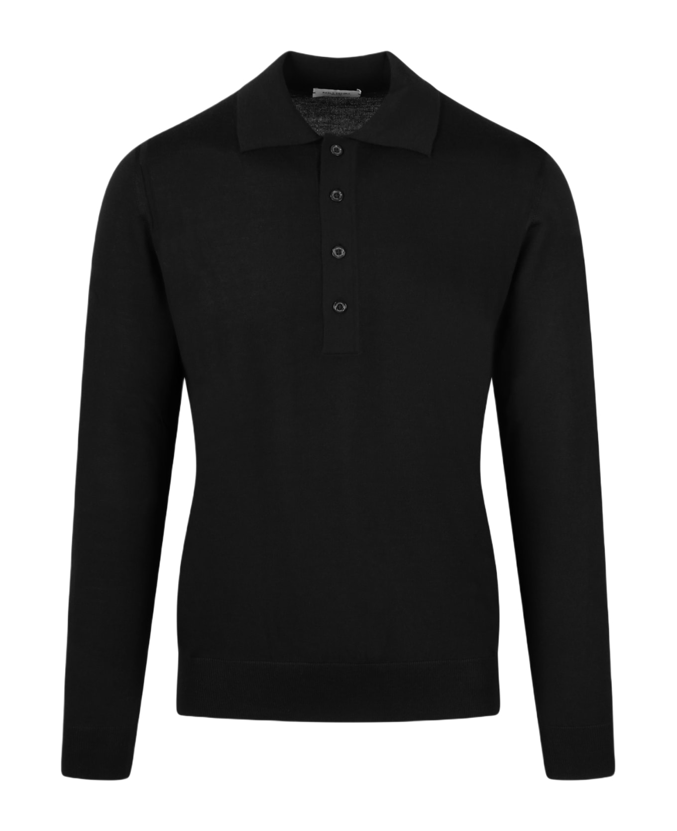 Paolo Pecora Extrafine Merino Wool Polo - Black