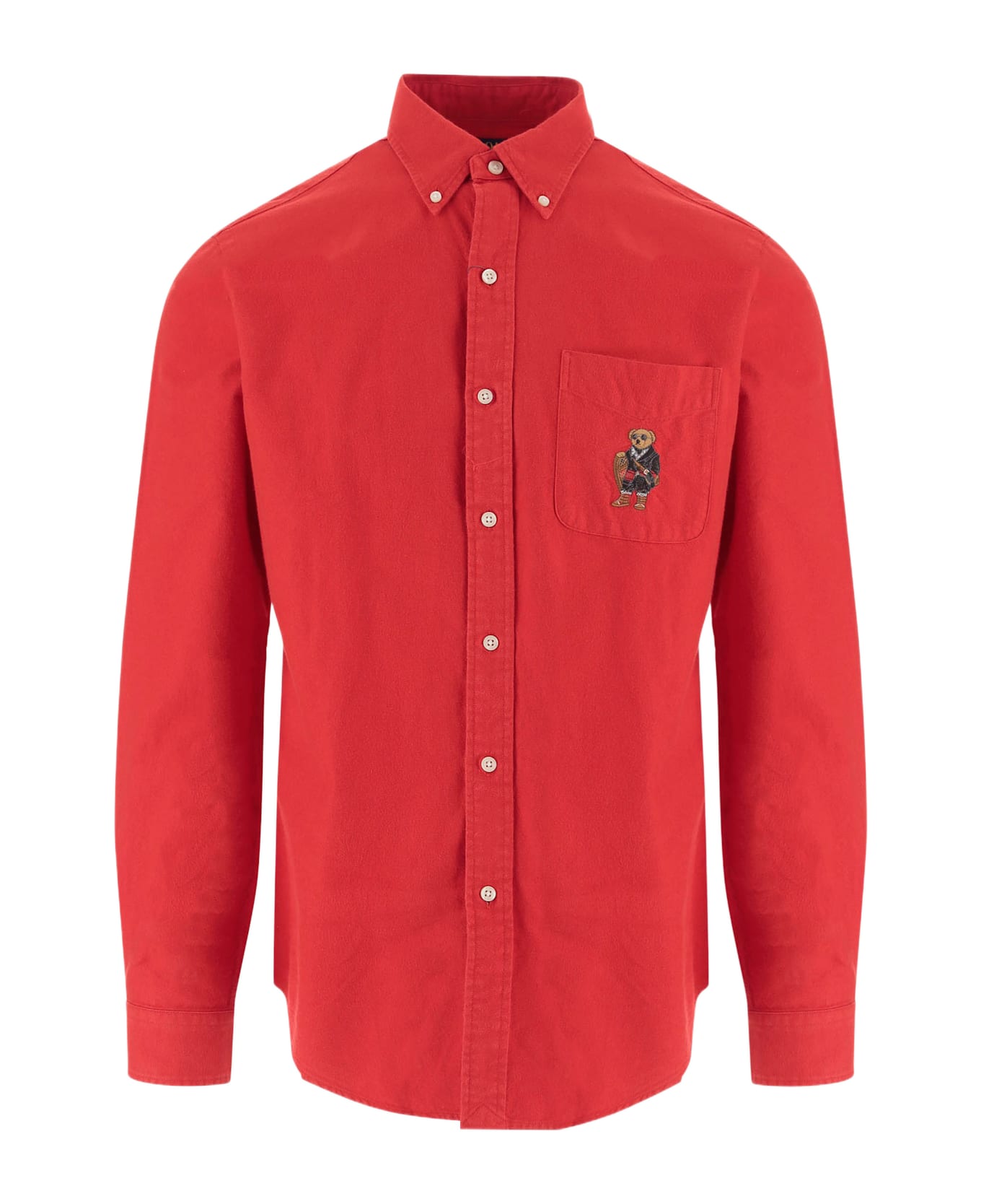 Polo Ralph Lauren Cotton Oxford Shirt With Polo Bear Embroidery - Red