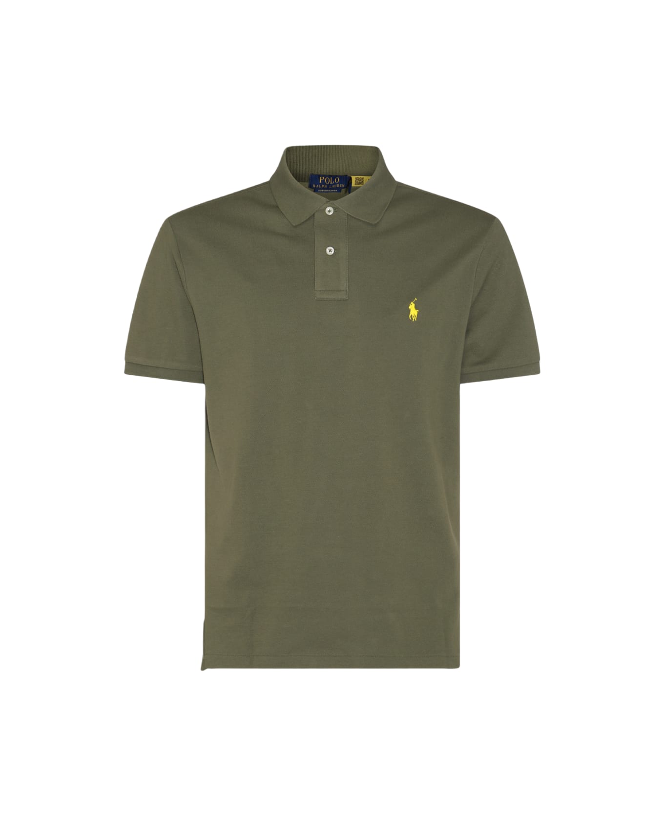 Polo Ralph Lauren Olive Green And Yellow Cotton Polo Shirt - Dark sage