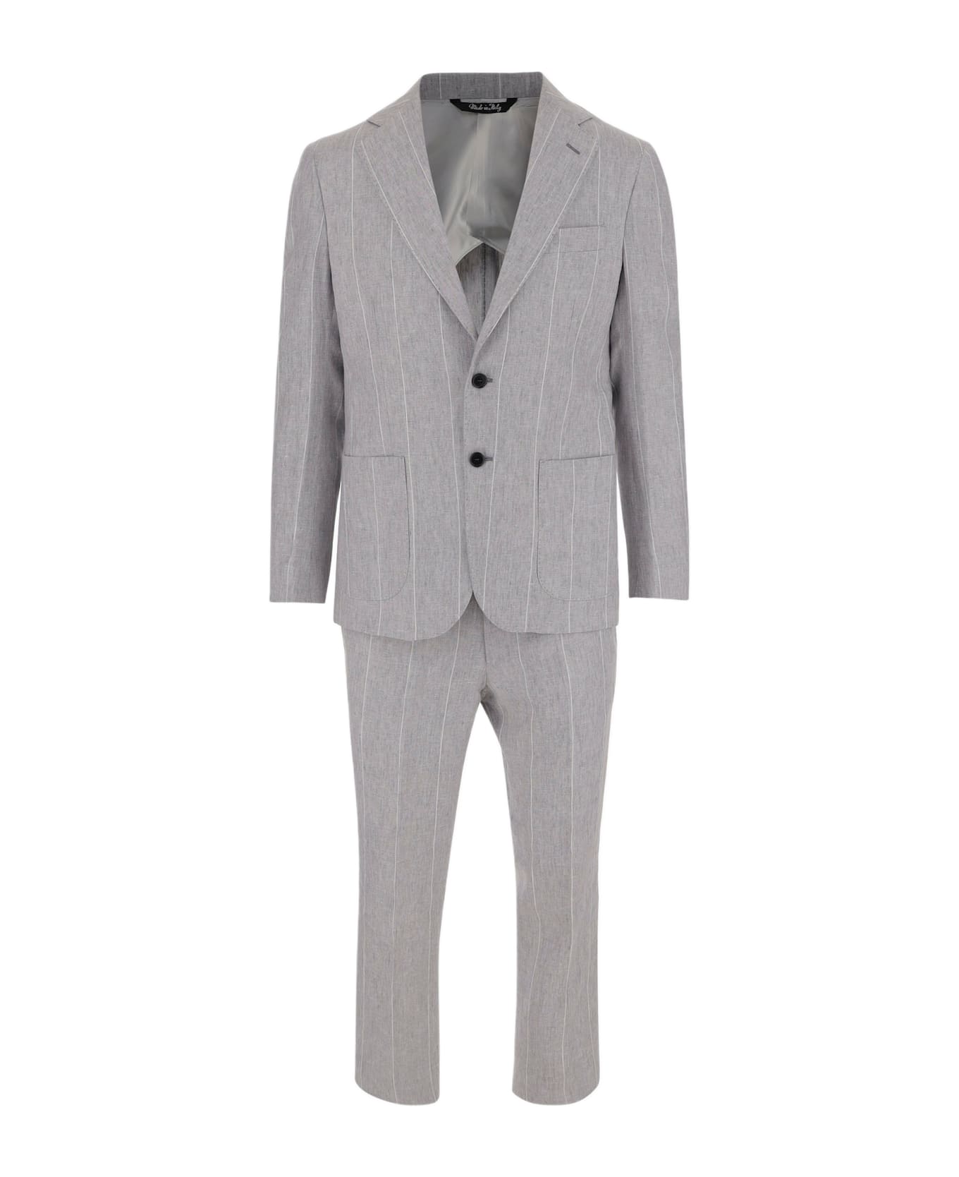 Brian Dales Linen Pinstripe Suit - Grey