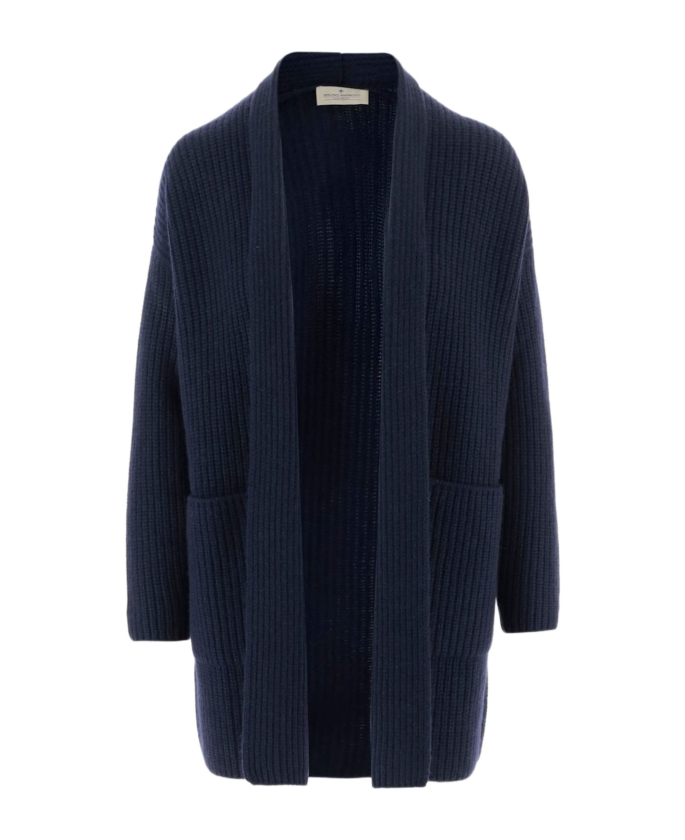 Bruno Manetti Cashmere Cardigan With Ribbed Knit - Blue