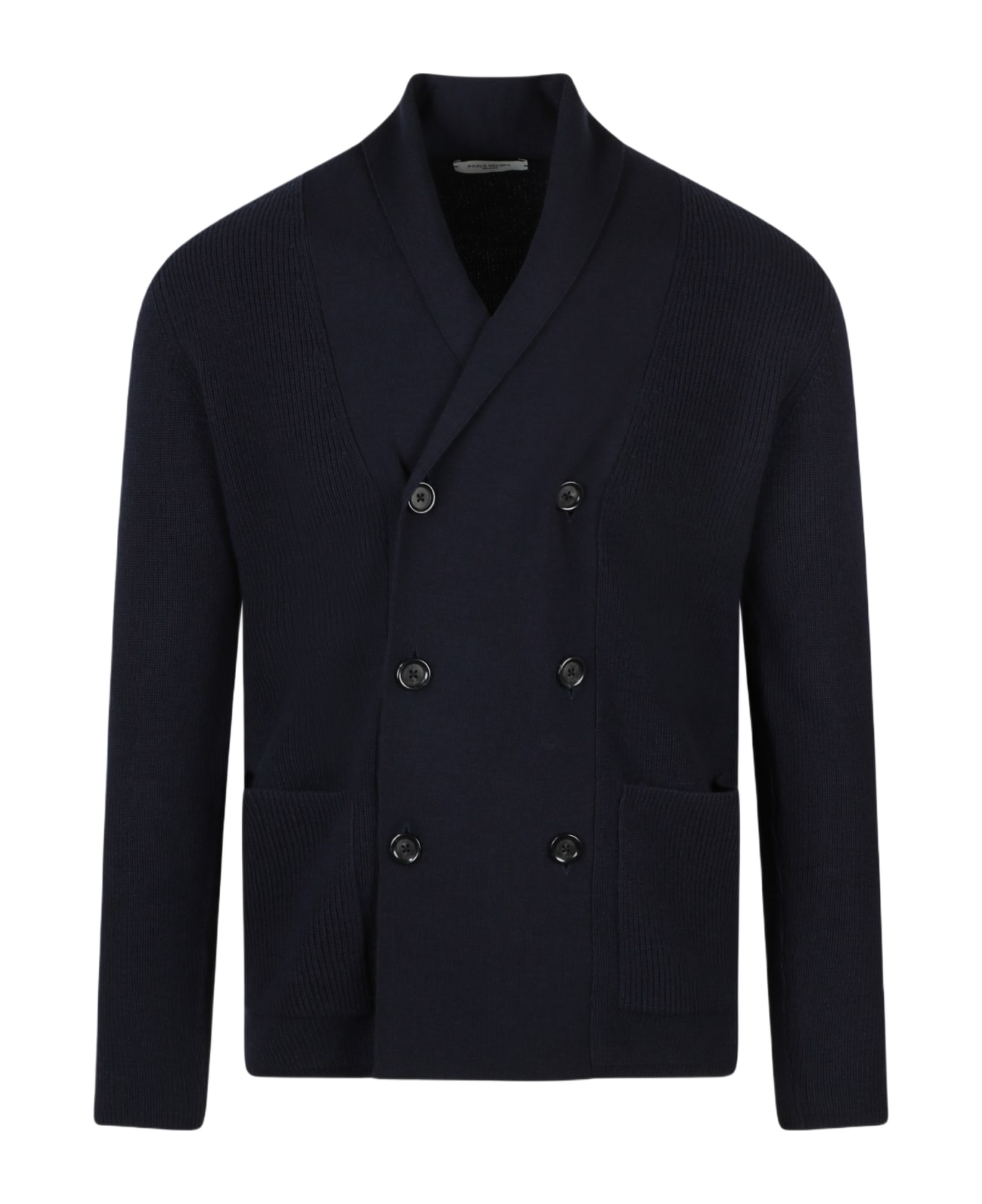 Paolo Pecora Double-breasted Wool Knit Cardigan - Blue