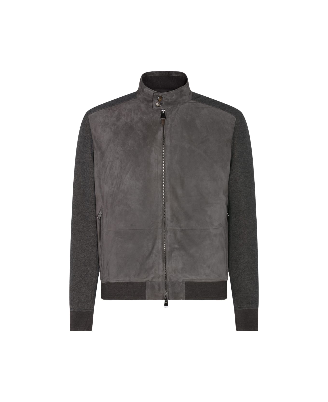Canali Dark Grey Leather Jacket